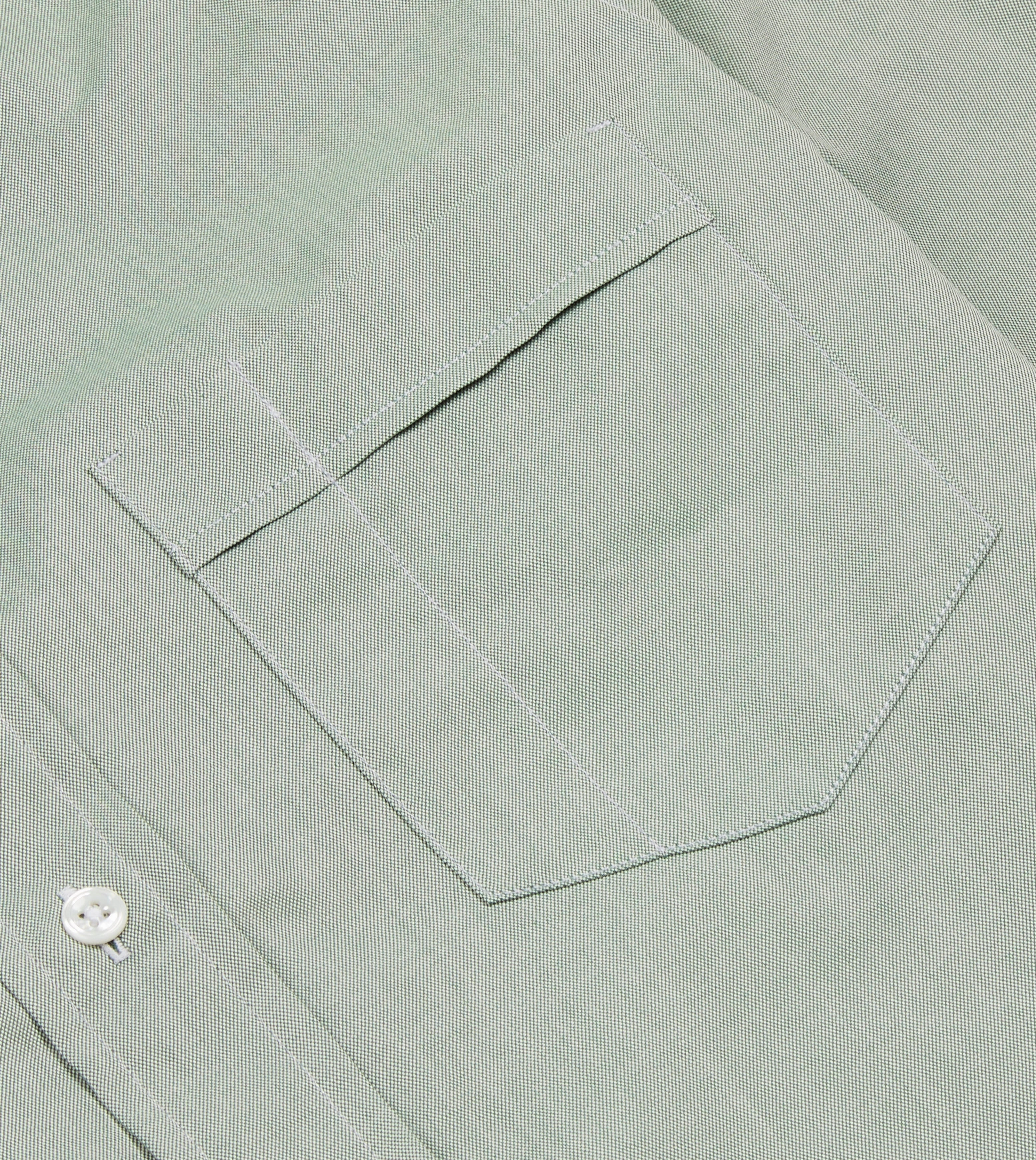 Green Pinpoint Oxford Cotton Cloth Button-Down Shirt Embroidered Detail Day-To-Night Wear
