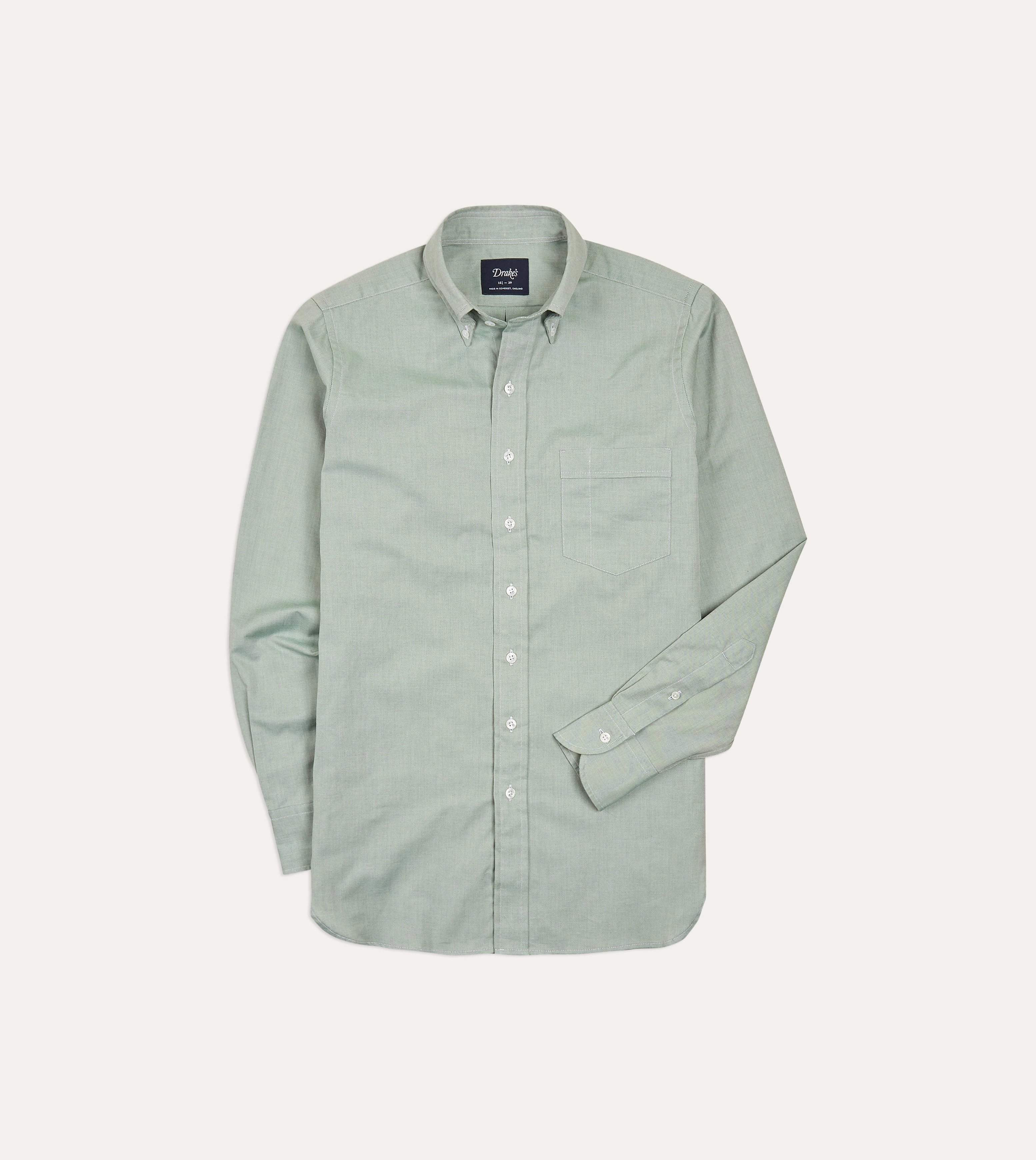 Eye-Catching Pattern Pullover Design Green Pinpoint Oxford Cotton Cloth Button-Down Shirt