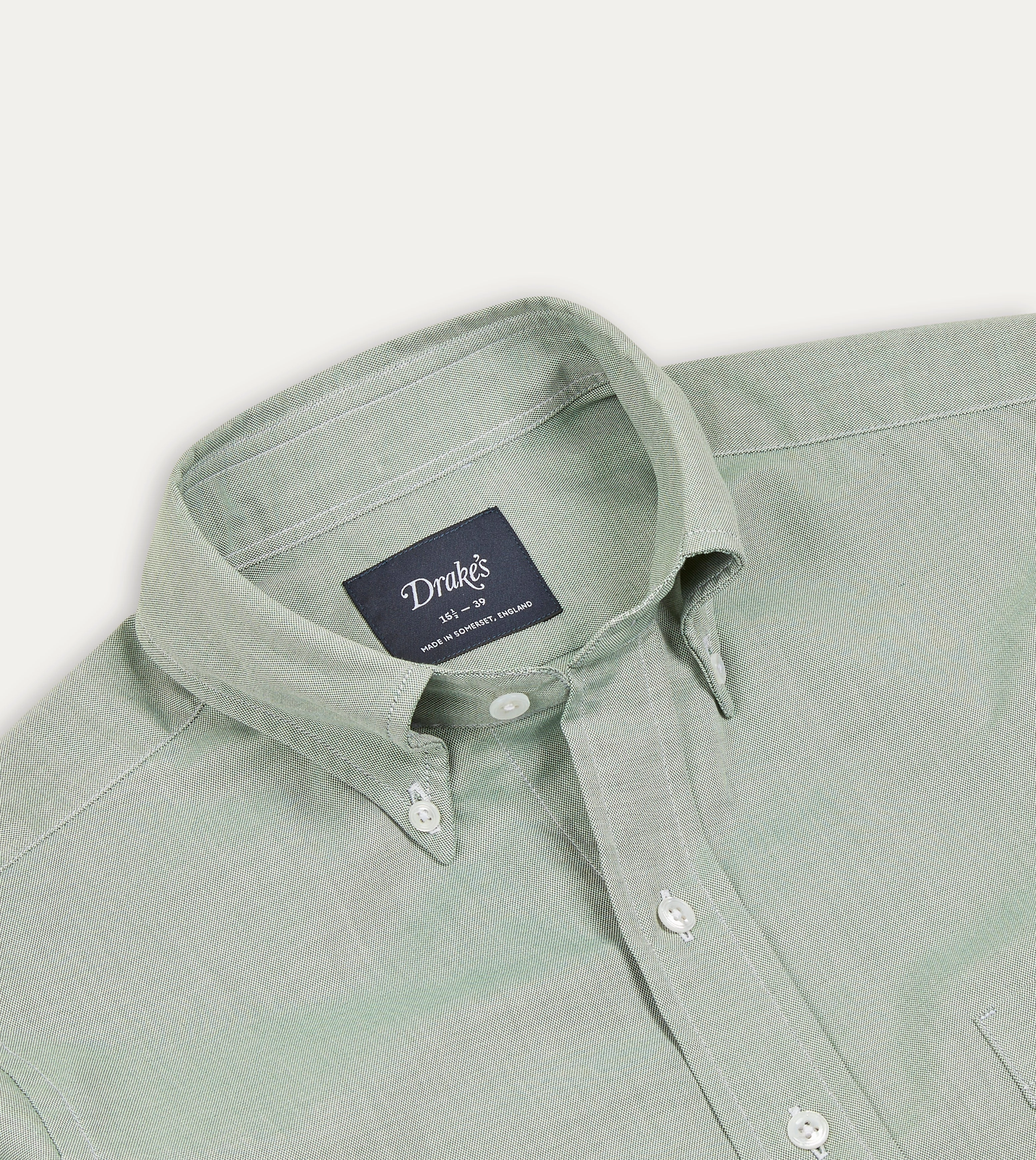Holiday Special Travel Friendly Green Pinpoint Oxford Cotton Cloth Button-Down Shirt