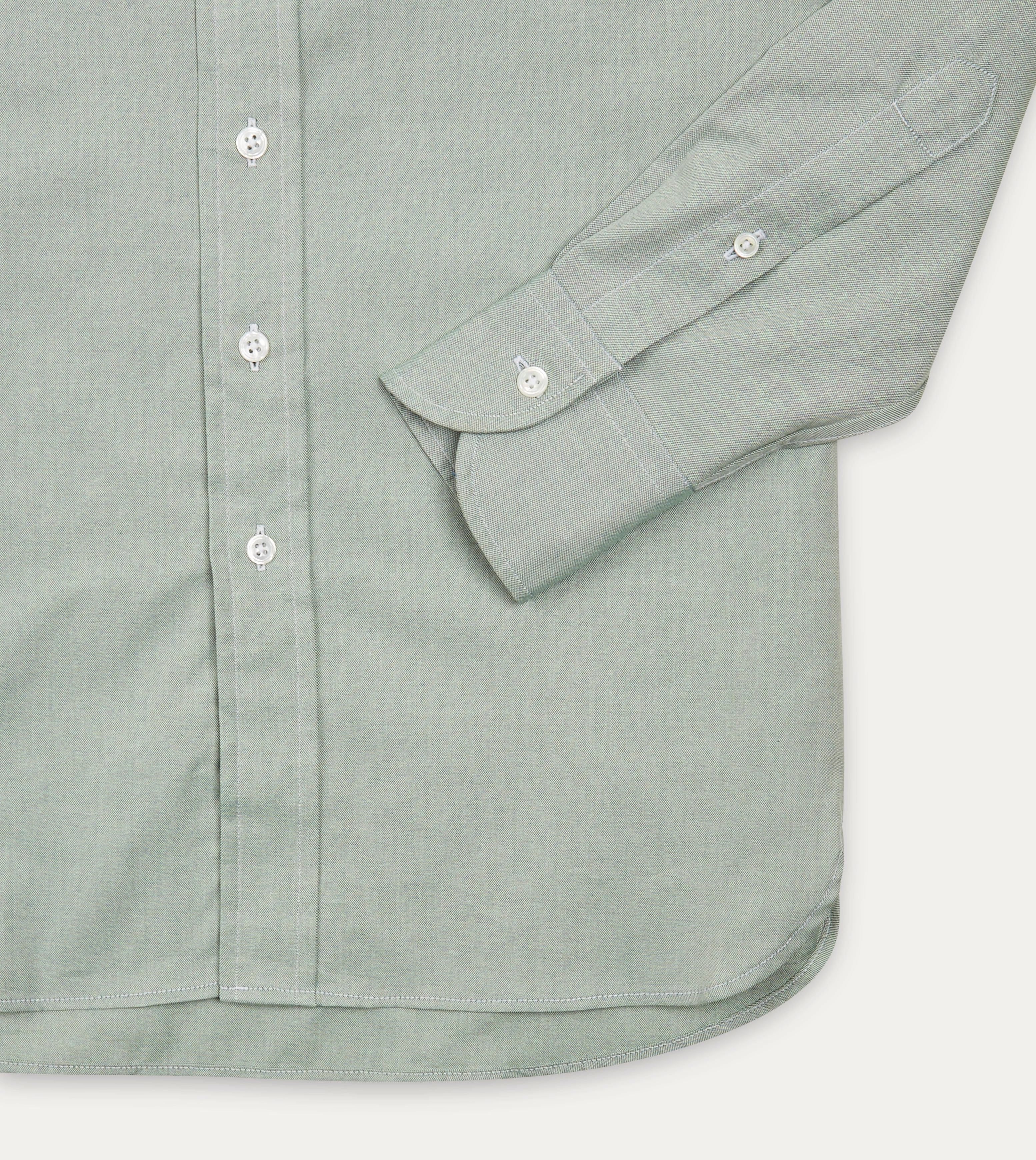 Green Pinpoint Oxford Cotton Cloth Button-Down Shirt Micro Perforated Texture Standalone Option