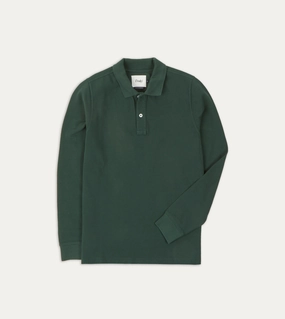 Green Pique Cotton Long-Sleeve Polo Shirt product gift worthiness Graphic Design