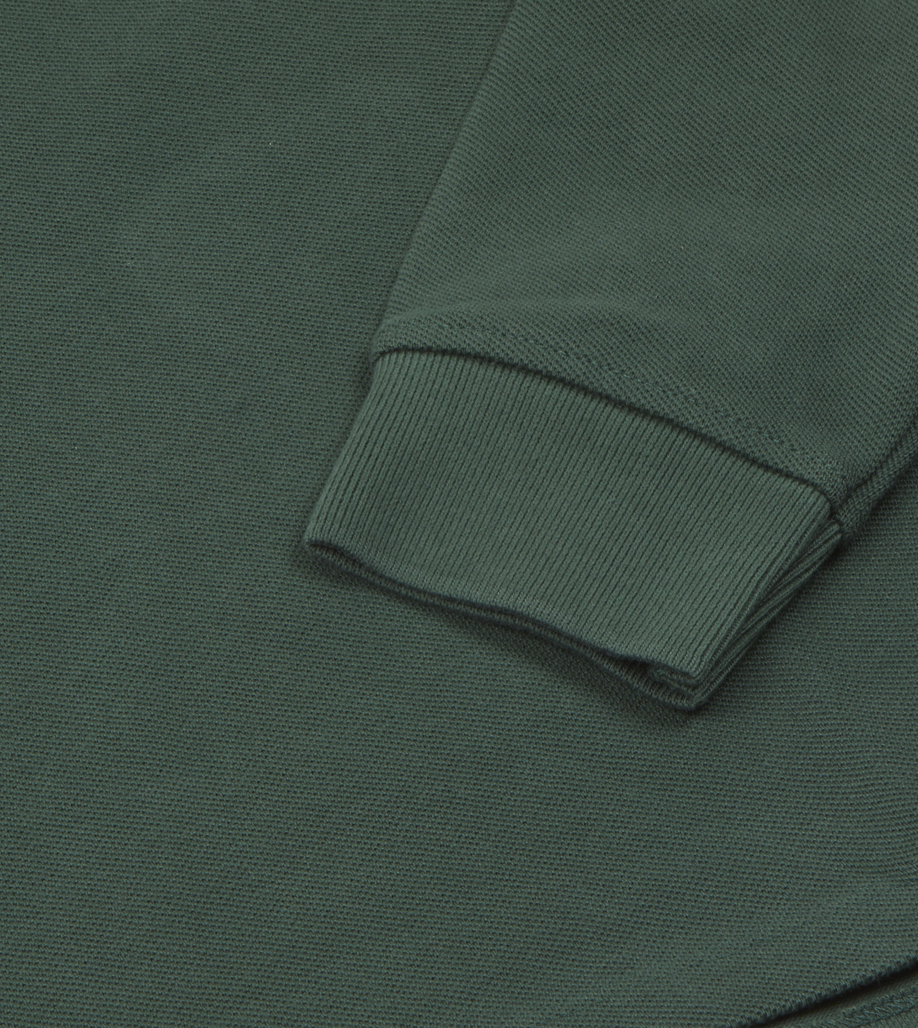 product beach style charm Cozy Feel Green Pique Cotton Long-Sleeve Polo Shirt