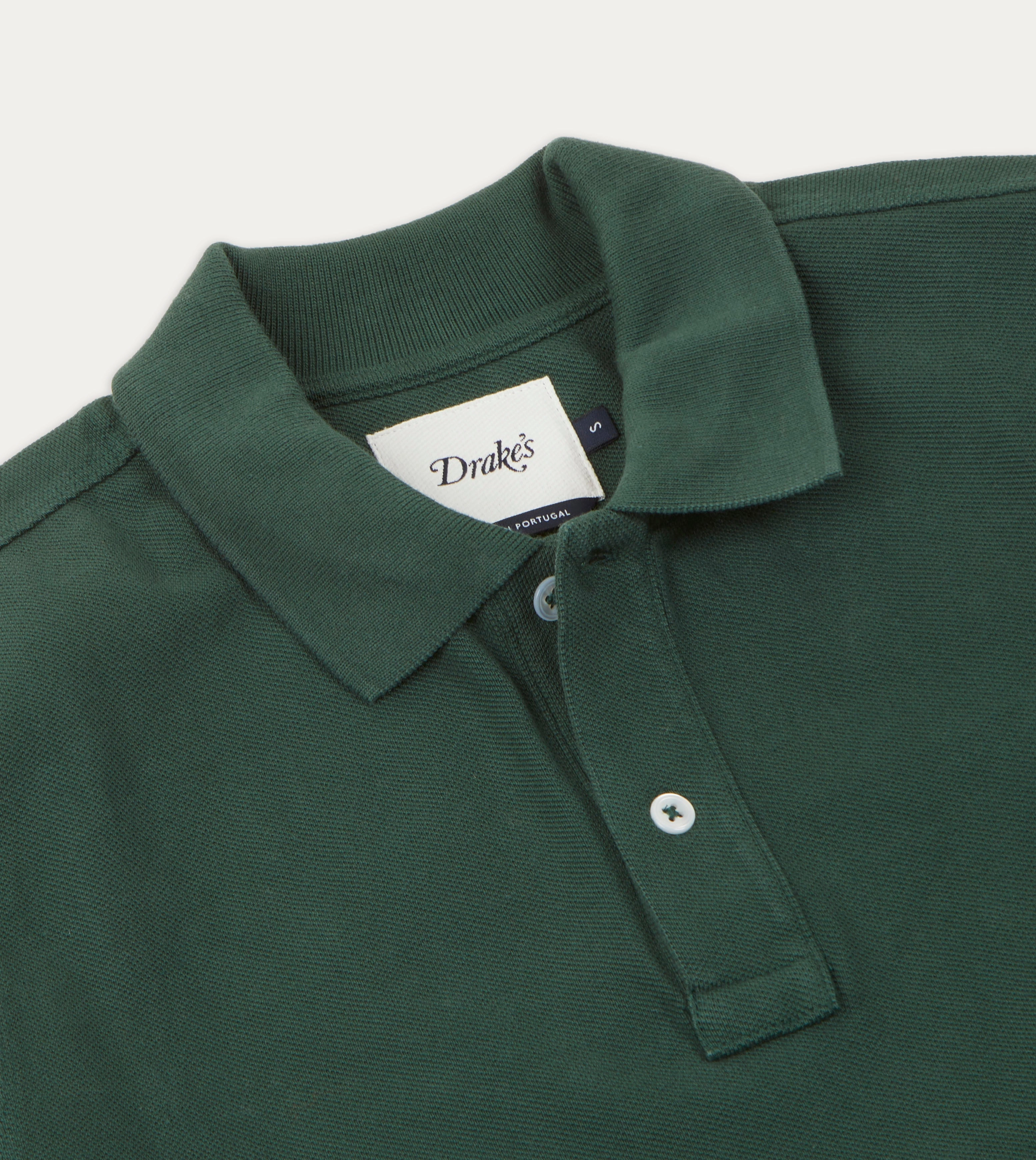 Comfortable Fashion product stud toughness Green Pique Cotton Long-Sleeve Polo Shirt