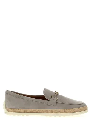 Grey Suede Loafers With Raffia Band Happy Walk