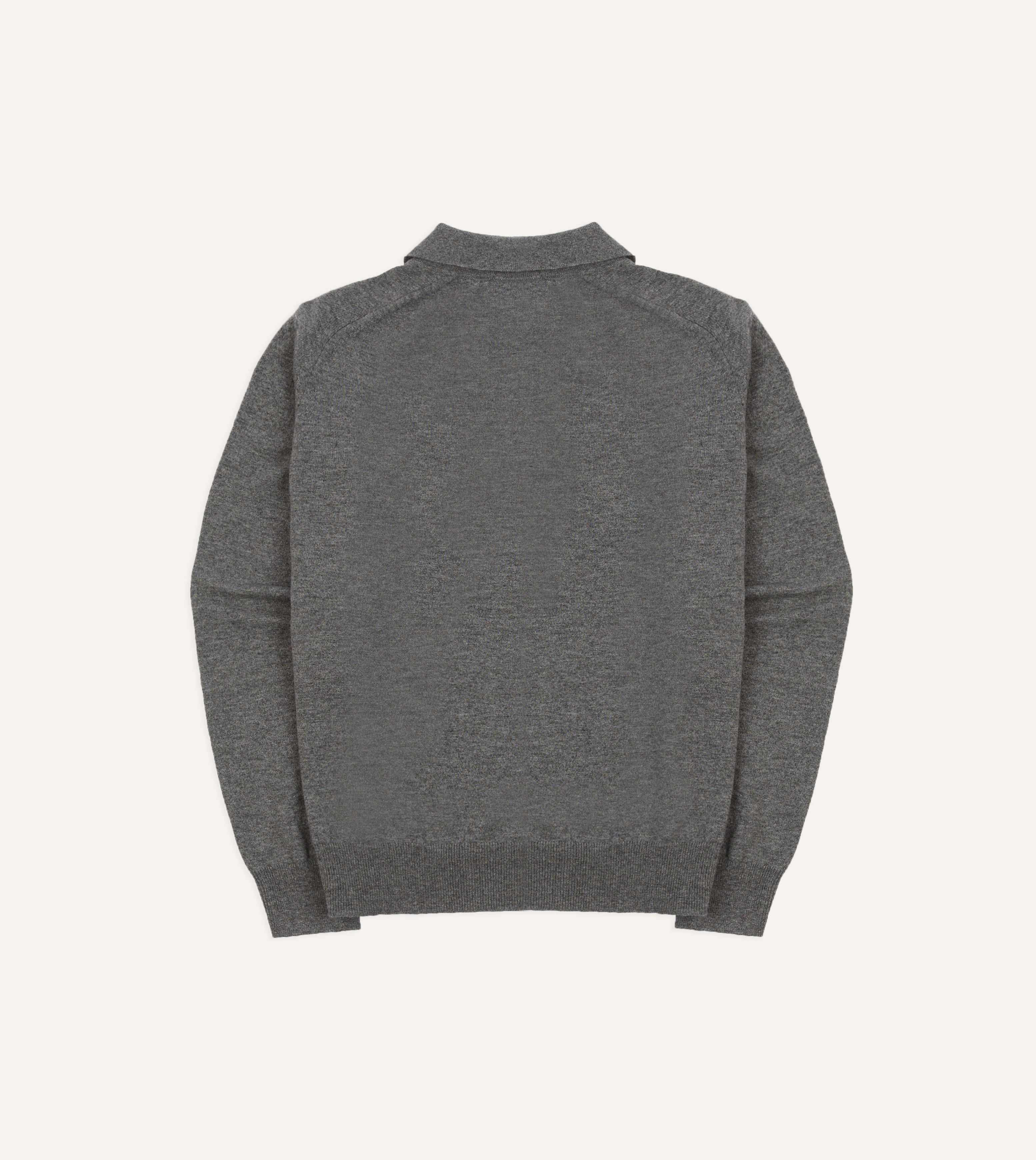Grey Alpaca Wool Knitted Polo Non Restrictive Snug Style