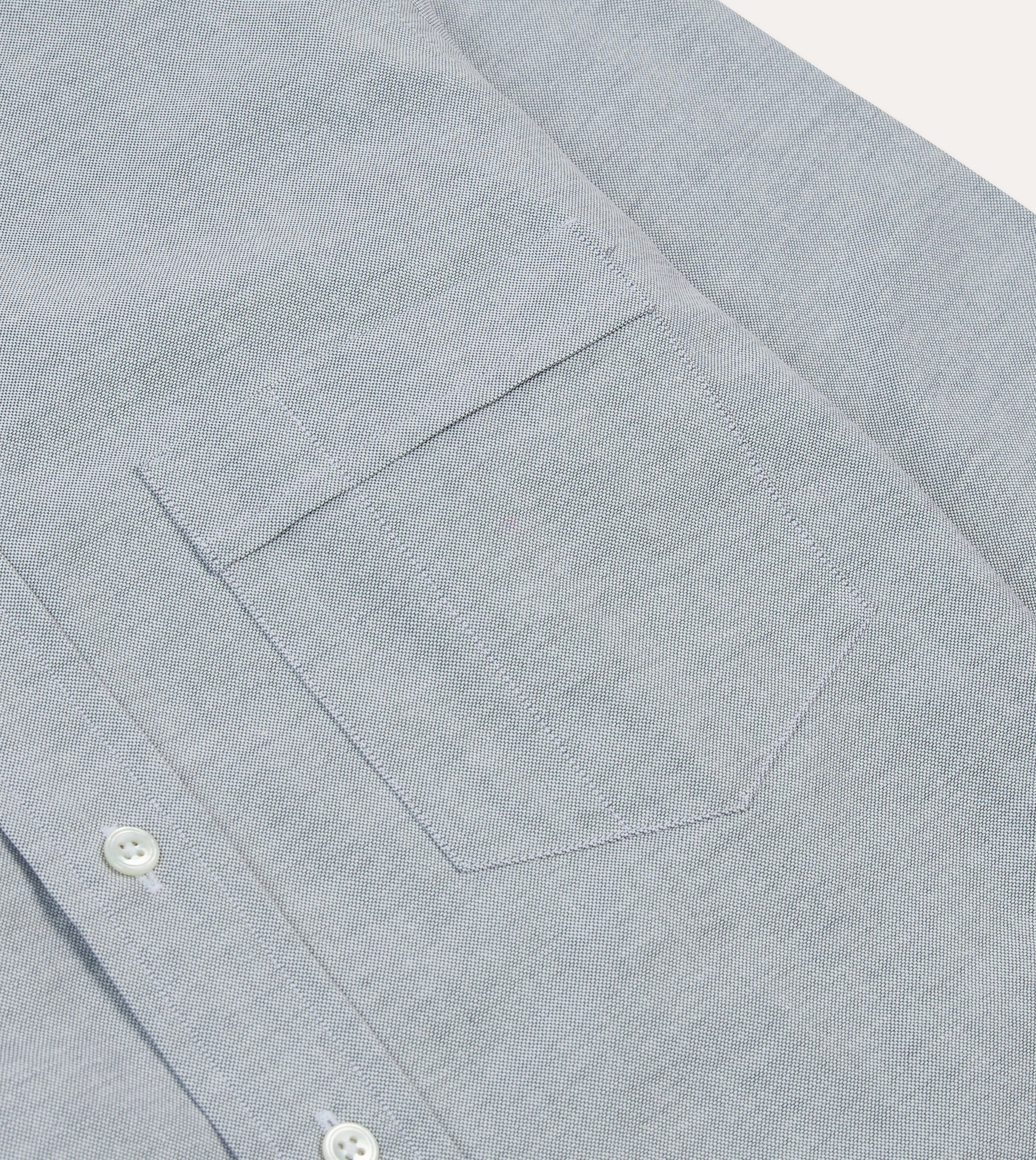 Compact Packing Grey Cotton Oxford Cloth Button-Down Shirt