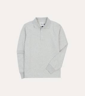 Grey Melange Jersey Cotton Long-Sleeve Polo Shirt goes with leggings Flexible