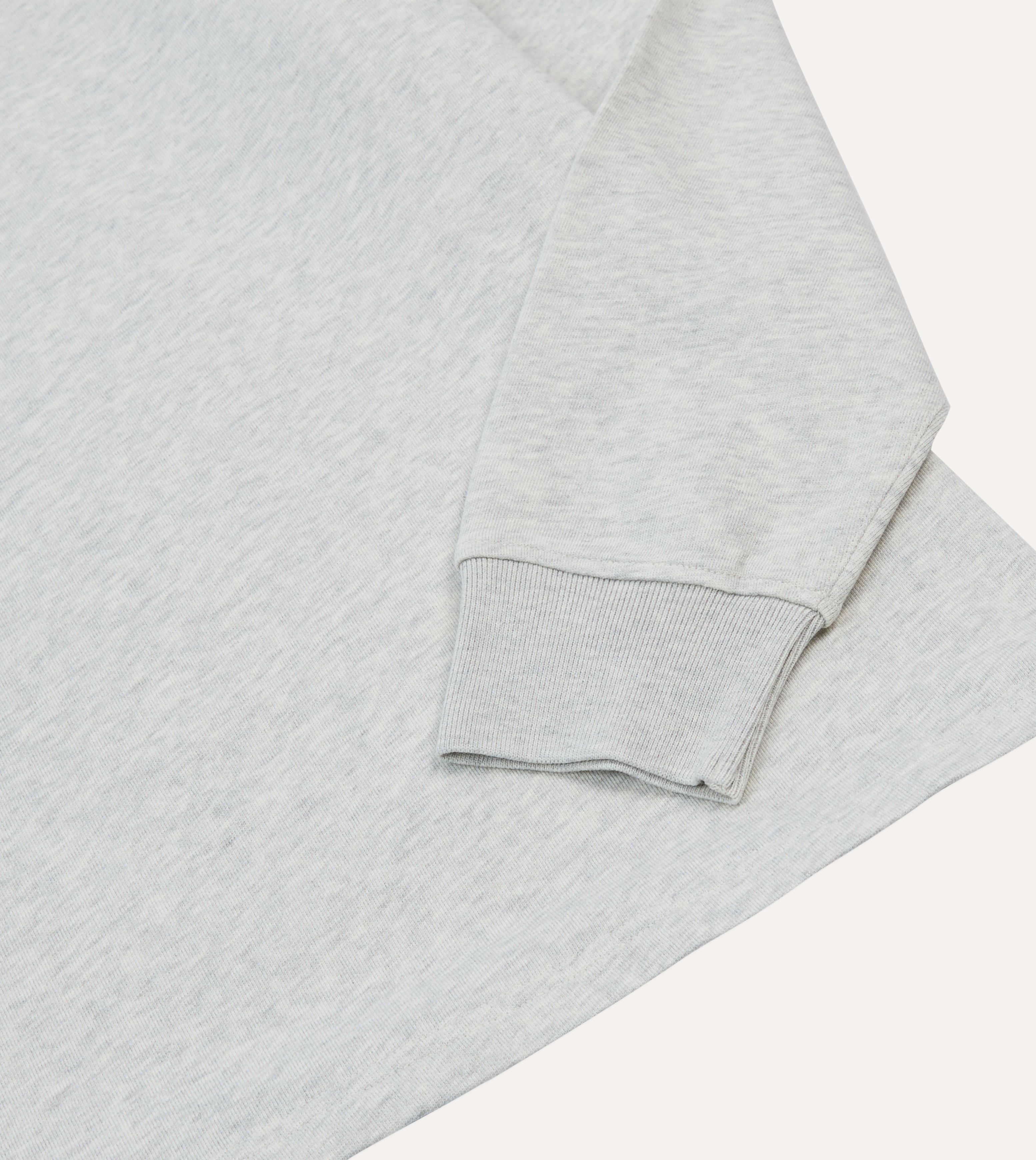 Quilted Lining Grey Melange Jersey Cotton Long-Sleeve Polo Shirt
