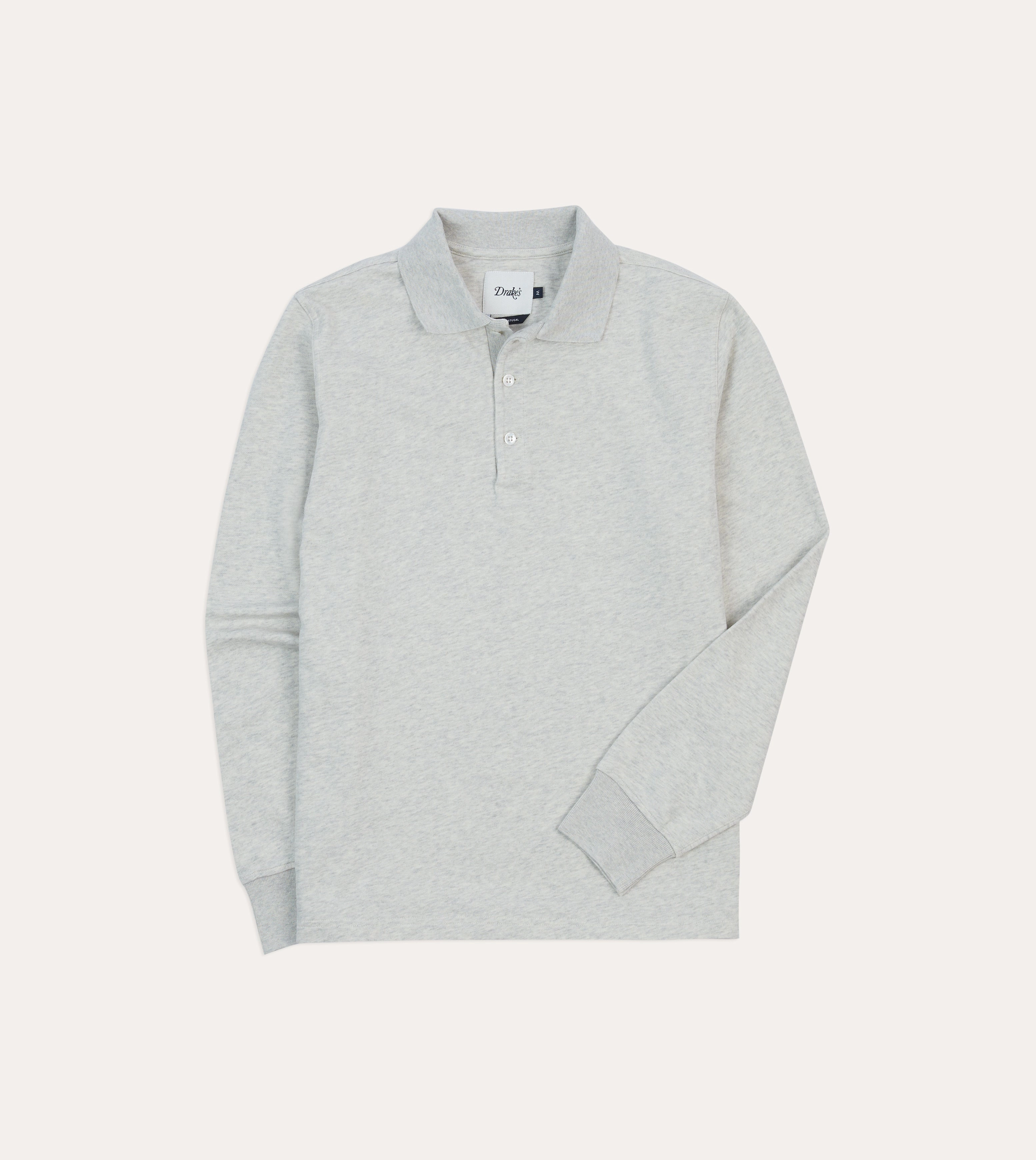 Grey Melange Jersey Cotton Long-Sleeve Polo Shirt goes with leggings Flexible