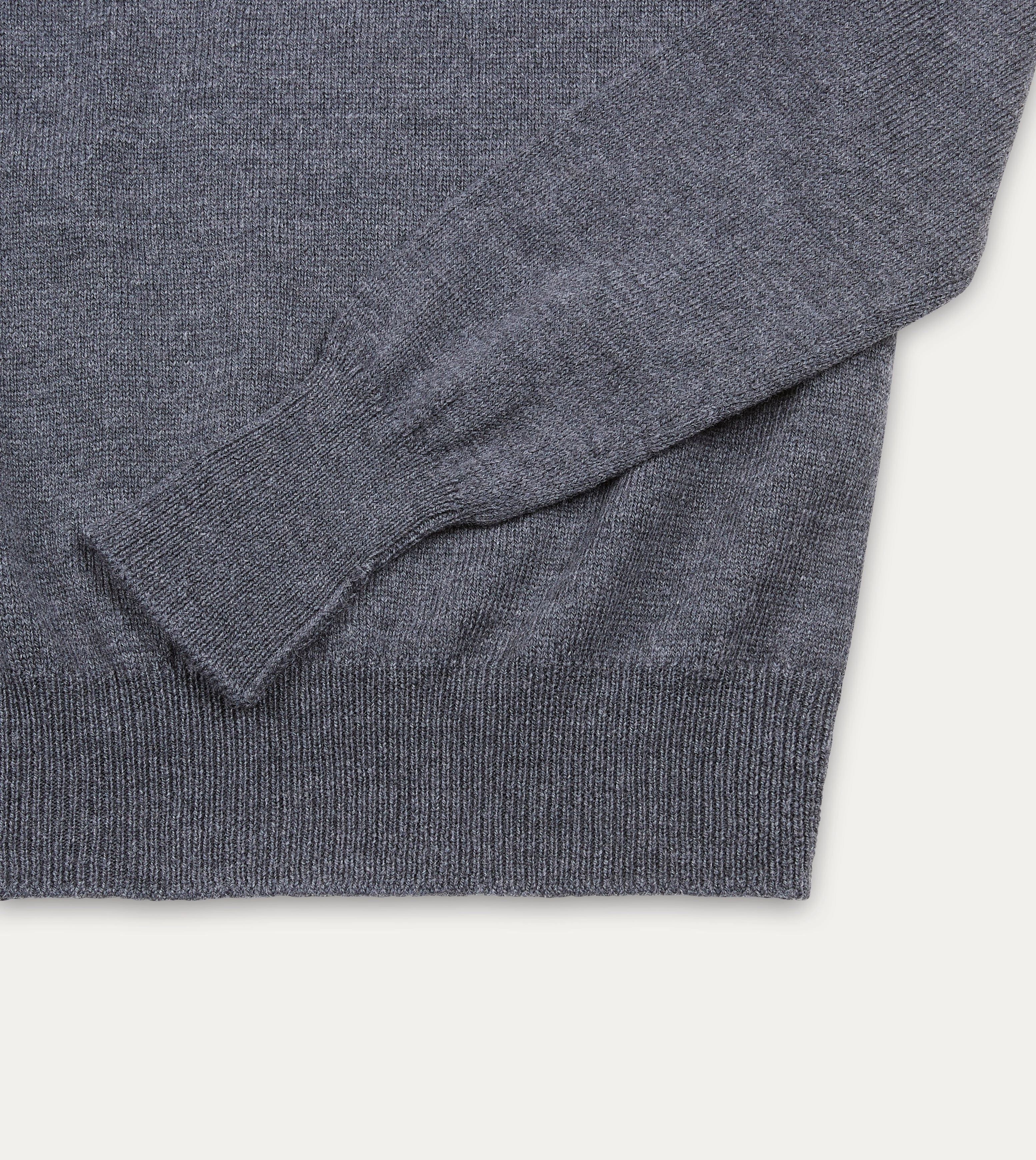GarmentDyed Effect Grey Melange Merino Crew Neck Jumper