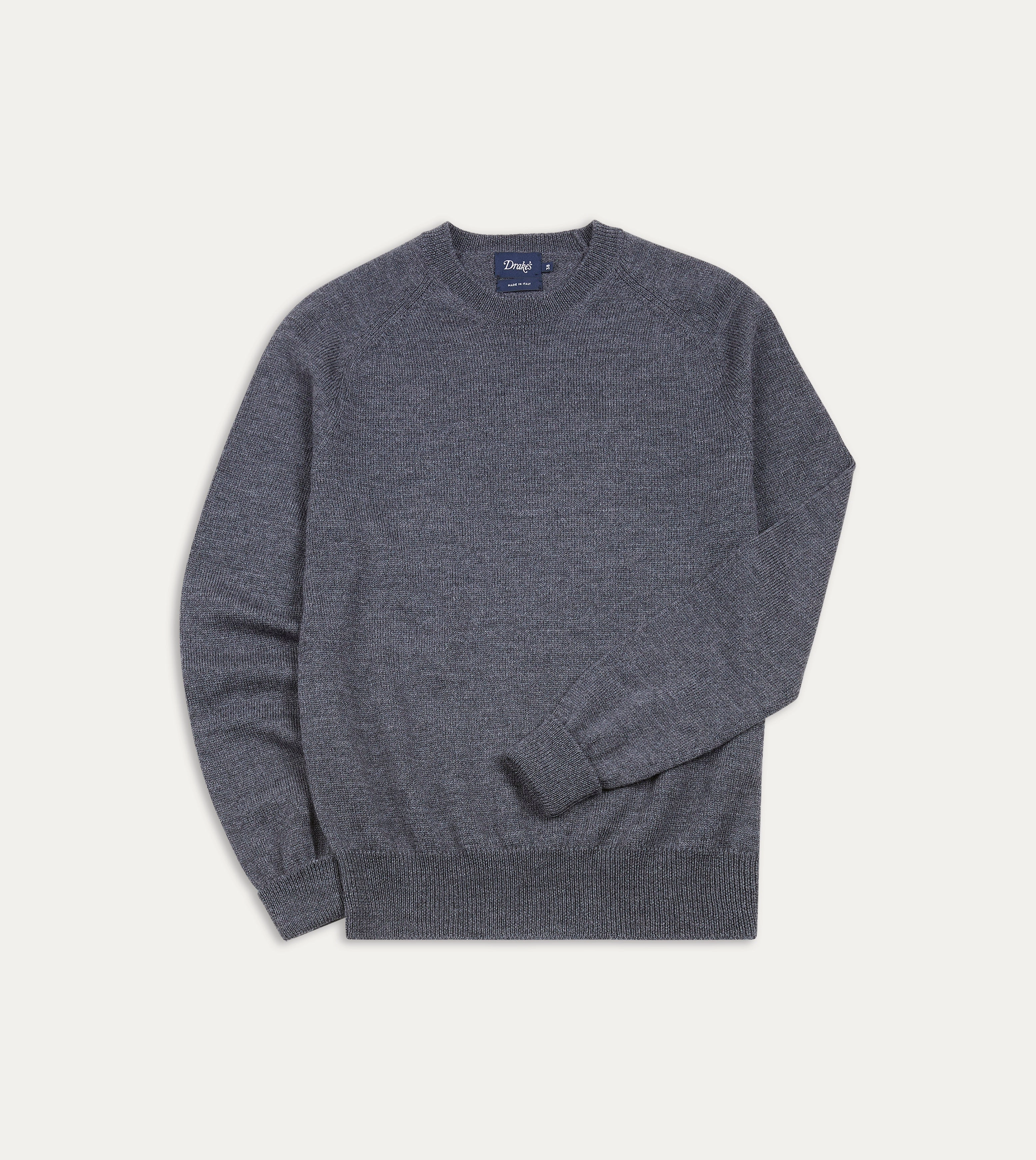 Grey Melange Merino Crew Neck Jumper WaffleKnit Texture Breathable mesh panel