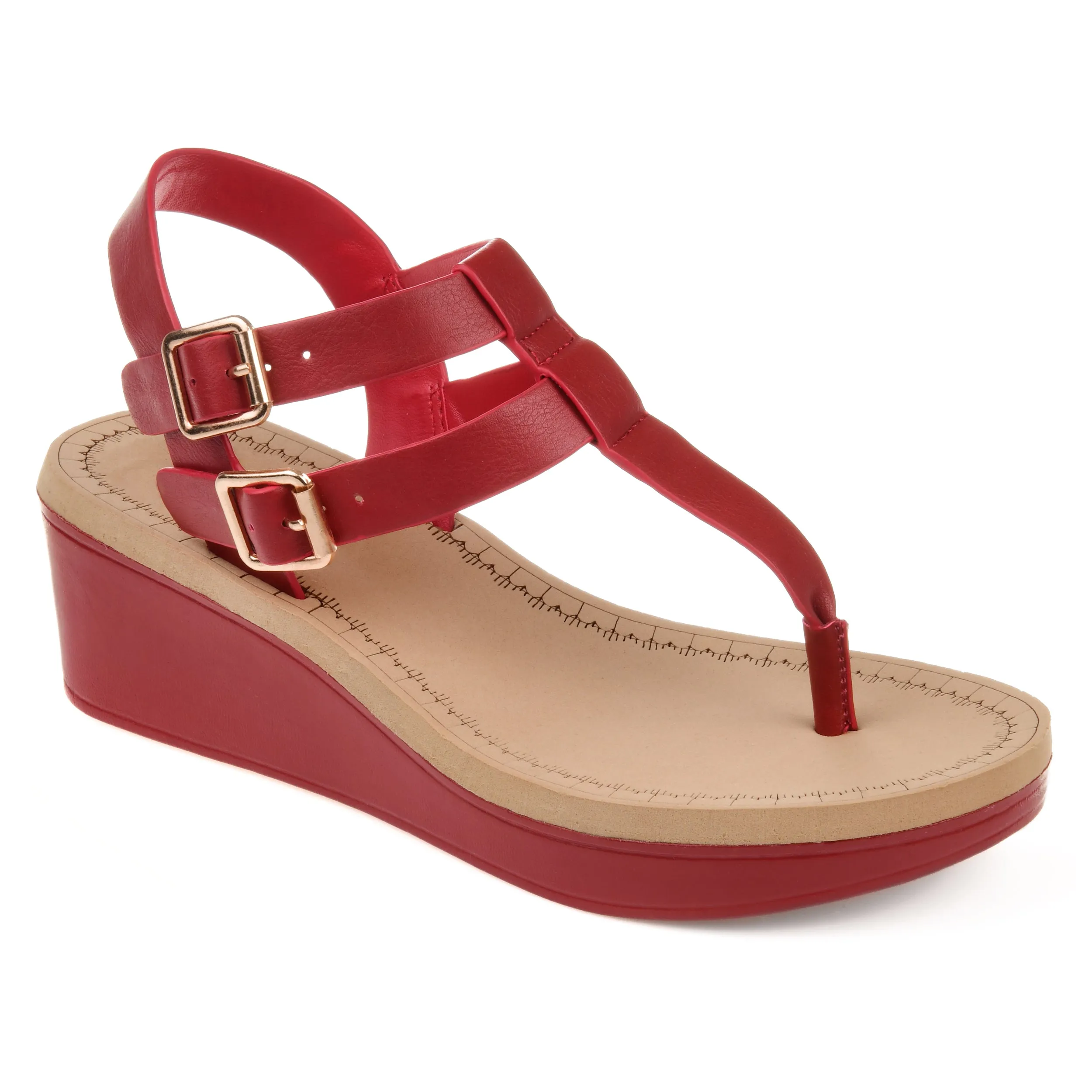 Pattern Sole Journee Collection Women's Tru Comfort Foam Bianca Wedge Sandal