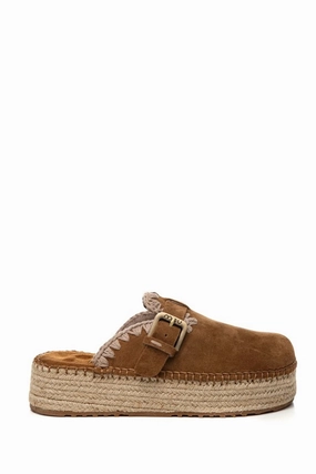 Brown Suede Slip-On Espadrille Shoes Foot Support Elevated Edge