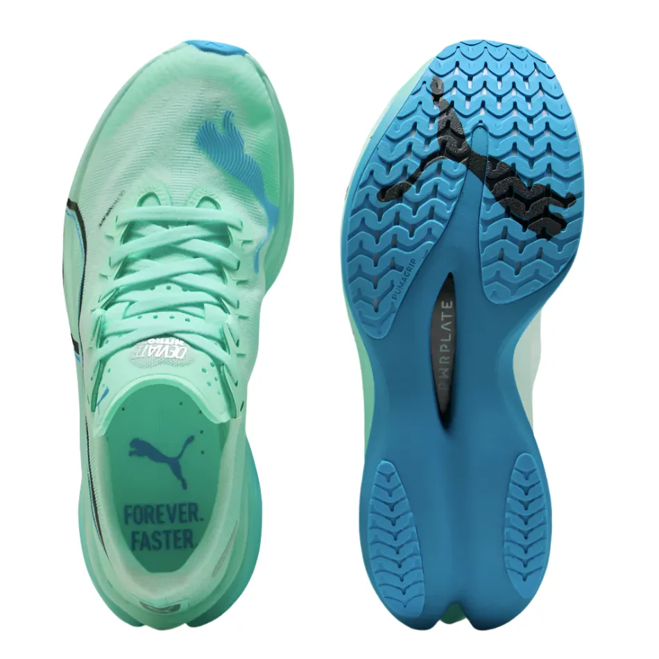running for socializing engraved - finish - design shoes PUMA Men's Deviate NITRO Elite 3 Running Shoes in Mint Melt/Speed Blue AW25