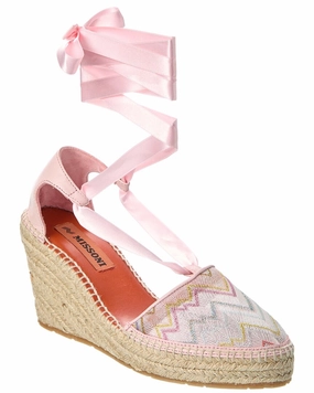 M Missoni Canvas & Leather Wedge Espadrille Cushioned Shift Supportive frame