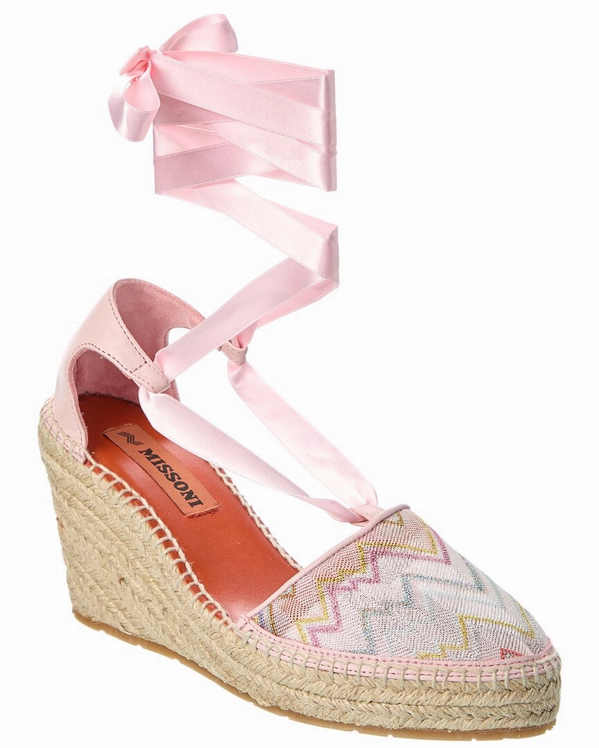 M Missoni Canvas & Leather Wedge Espadrille Cushioned Shift Supportive frame