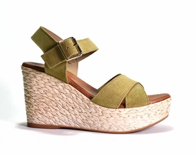 Brittany Wedge Sandal In Khaki Suede Balanced Step