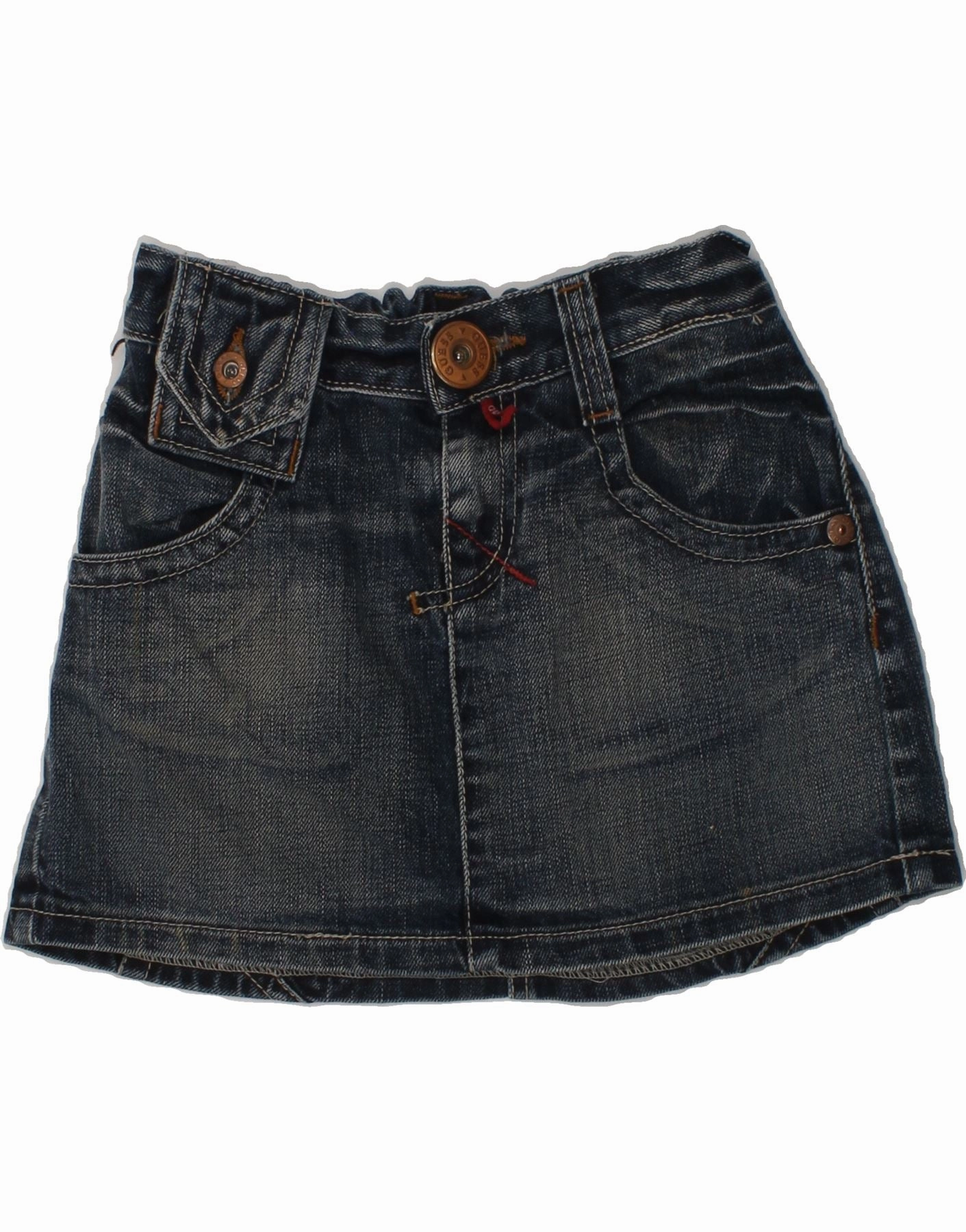 GUESS Girls Denim Skirt 5-6 Years W24 Navy Blue Cotton Wave Soft Breeze Flow