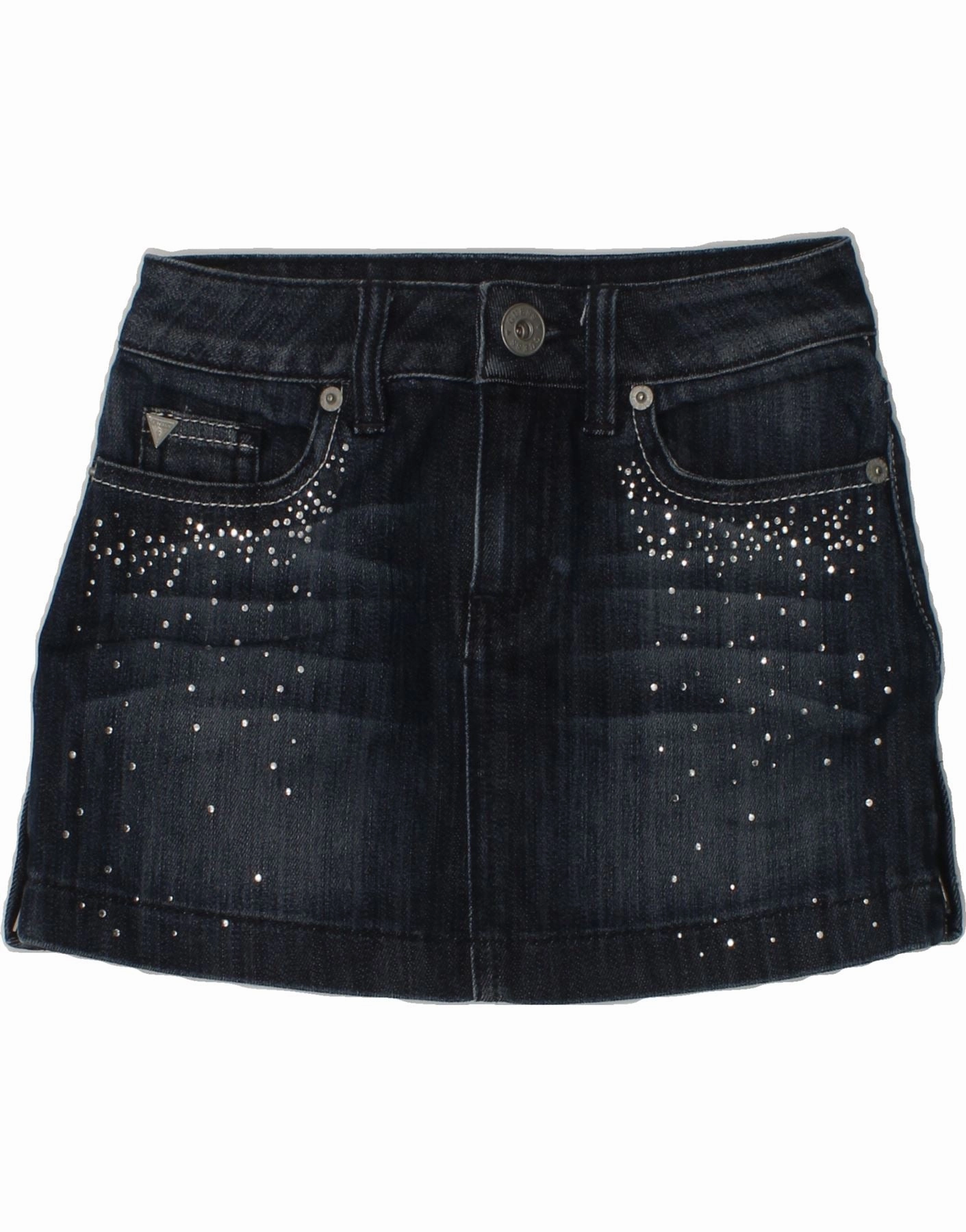 GUESS Girls Graphic Denim Skirt 6-7 Years W24 Navy Blue Cotton Daily Silhouette