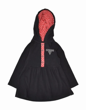 Street Ready GUESS Girls Graphic Hoodie Dress 3-4 Years Small Black Cotton