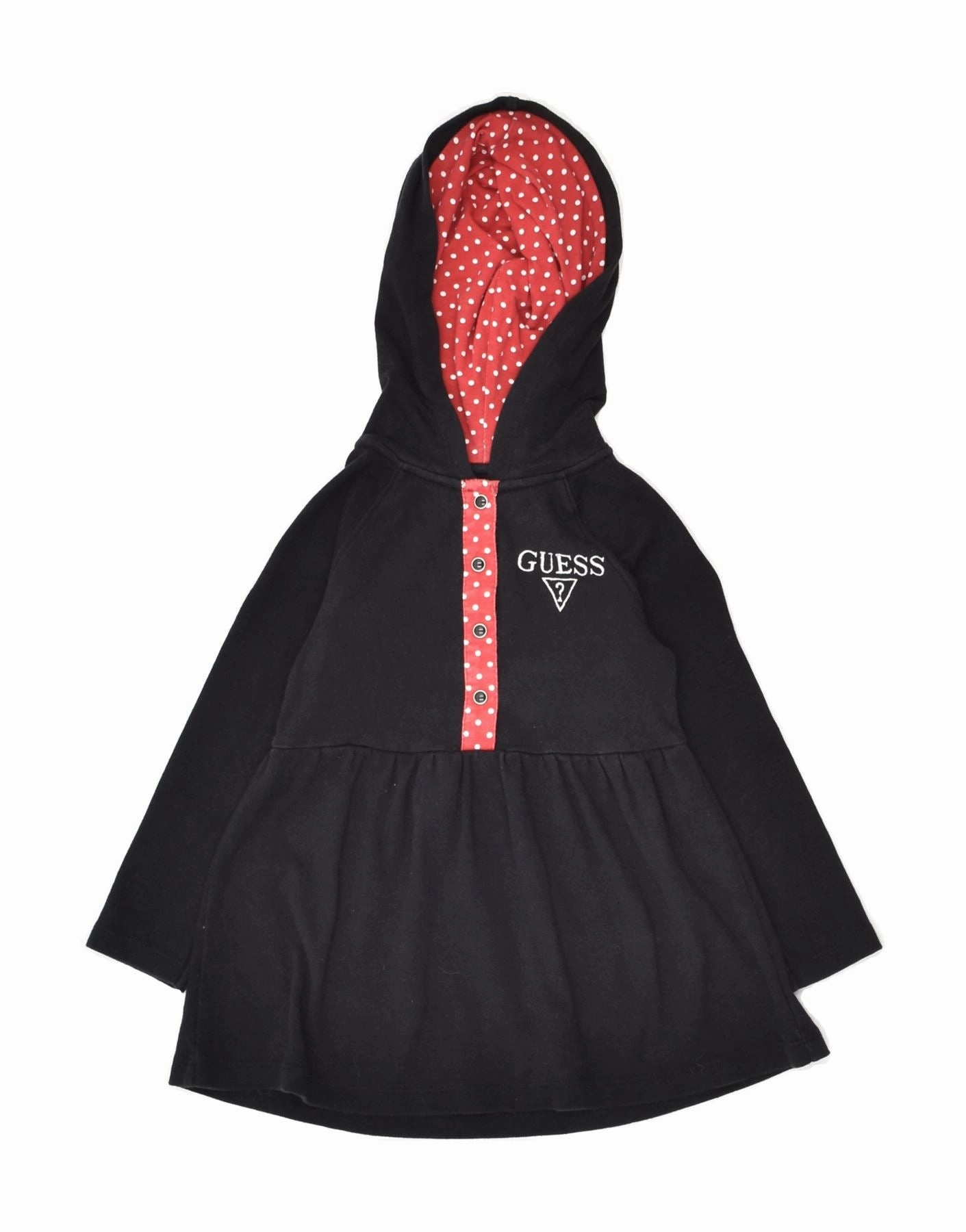 Street Ready GUESS Girls Graphic Hoodie Dress 3-4 Years Small Black Cotton