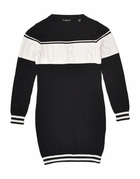 GUESS Girls Graphic Jumper Dress 7-8 Years Black Colourblock Cotton Seasonal piece Chic Spirit