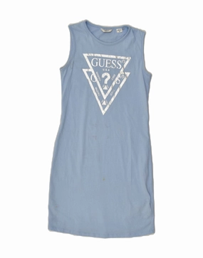 GUESS Girls Graphic Sleeveless T-Shirt Dress 11-12 Years Blue Cotton Minimal Core Work Favorite