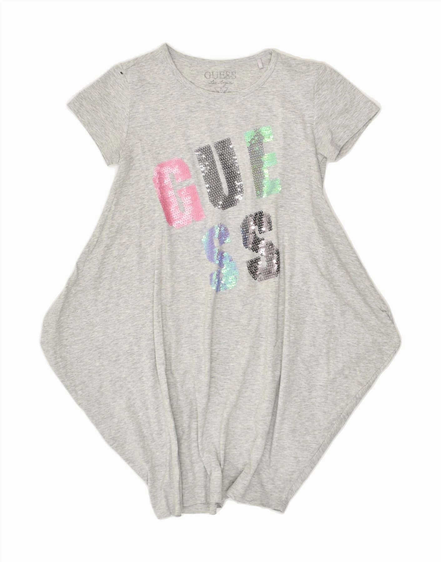 Trend Detail GUESS Girls Graphic Tent Dress 11-12 Years Grey Cotton