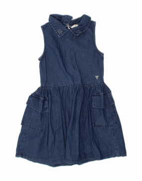 GUESS Girls Sleeveless Denim Dress 3-4 Years Blue Cotton Wedding Style