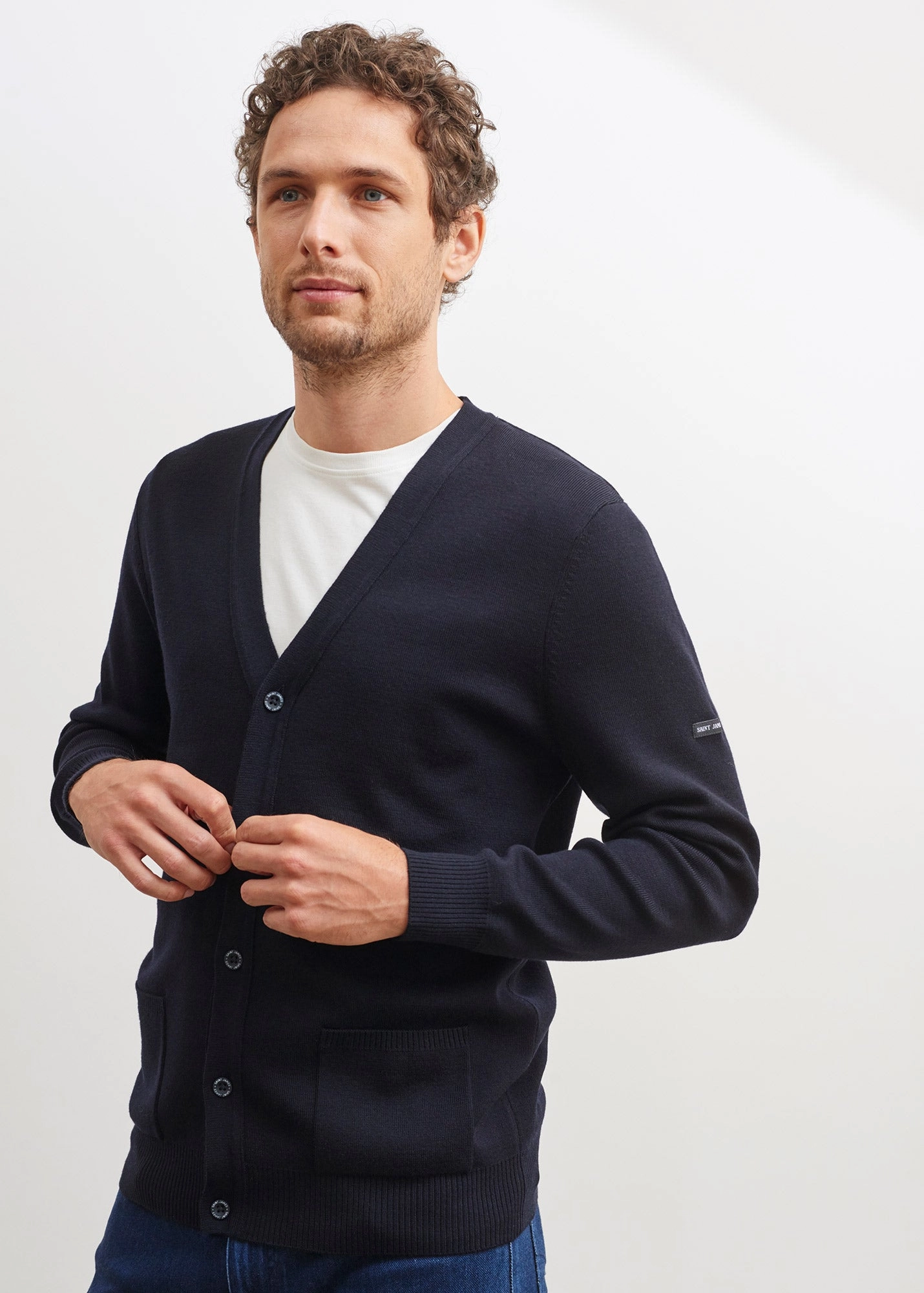 GUINGAMP - Cardigan With Buttons for Men | Extra Soft Merino Wool (NAVY) Timeless Appeal Comfy Design