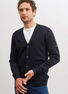 Winter Styling GUINGAMP - Cardigan With Buttons for Men | Extra Soft Merino Wool (NAVY)