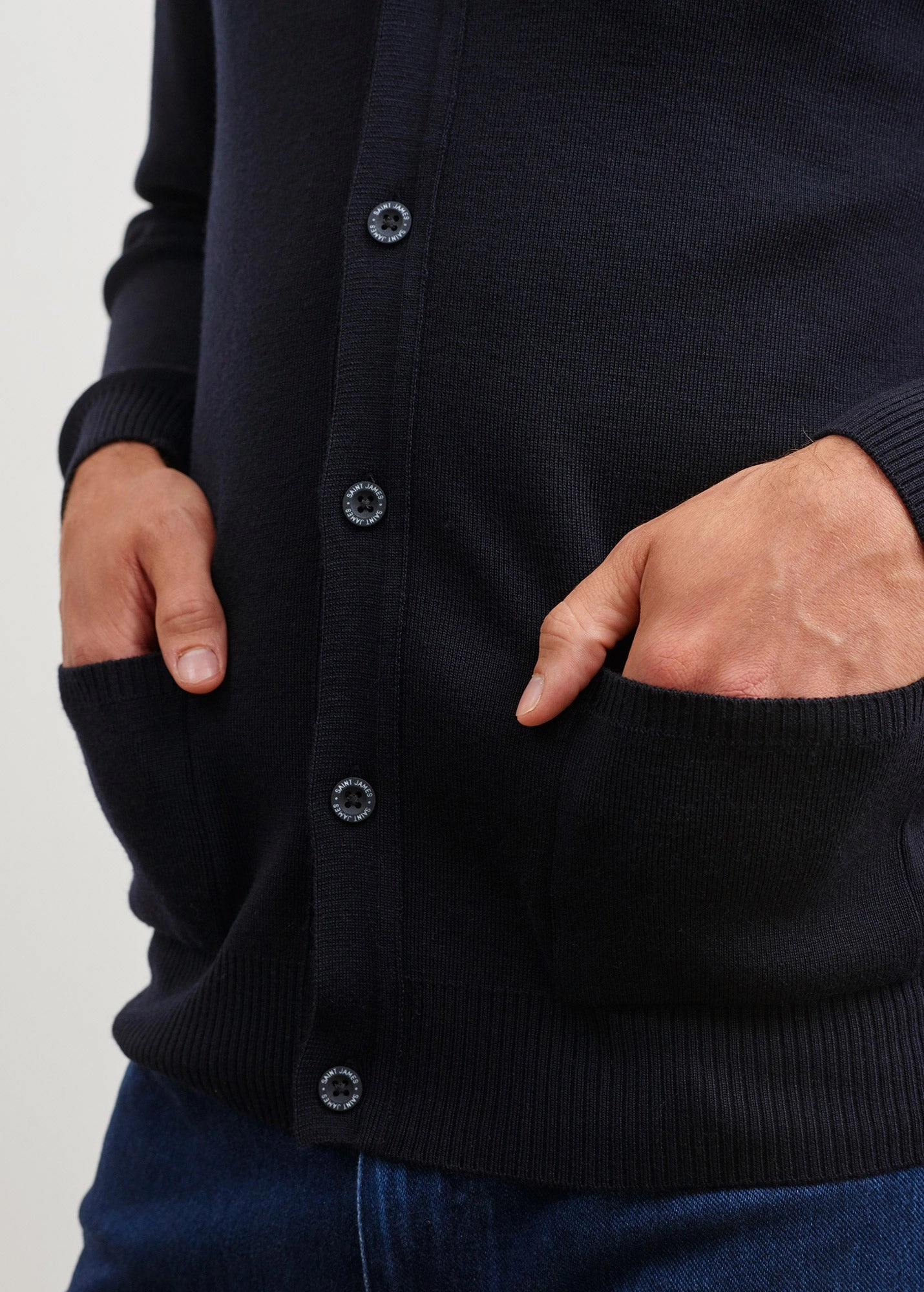 Layered Wear GUINGAMP - Cardigan With Buttons for Men | Extra Soft Merino Wool (NAVY)