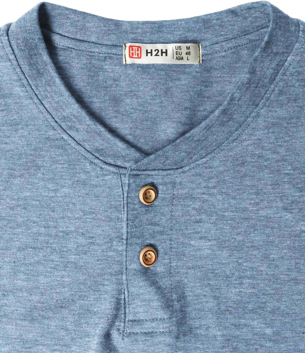 H2H Mens Casual Premium Slim Fit Henley Shirts Lightweight Thin Fabric