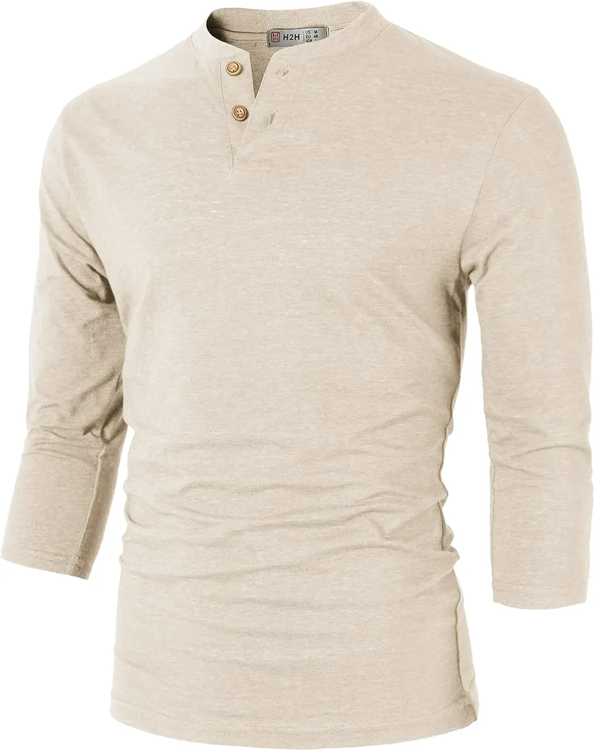 H2H Mens Casual Premium Slim Fit Henley Shirts Lightweight Thin Fabric