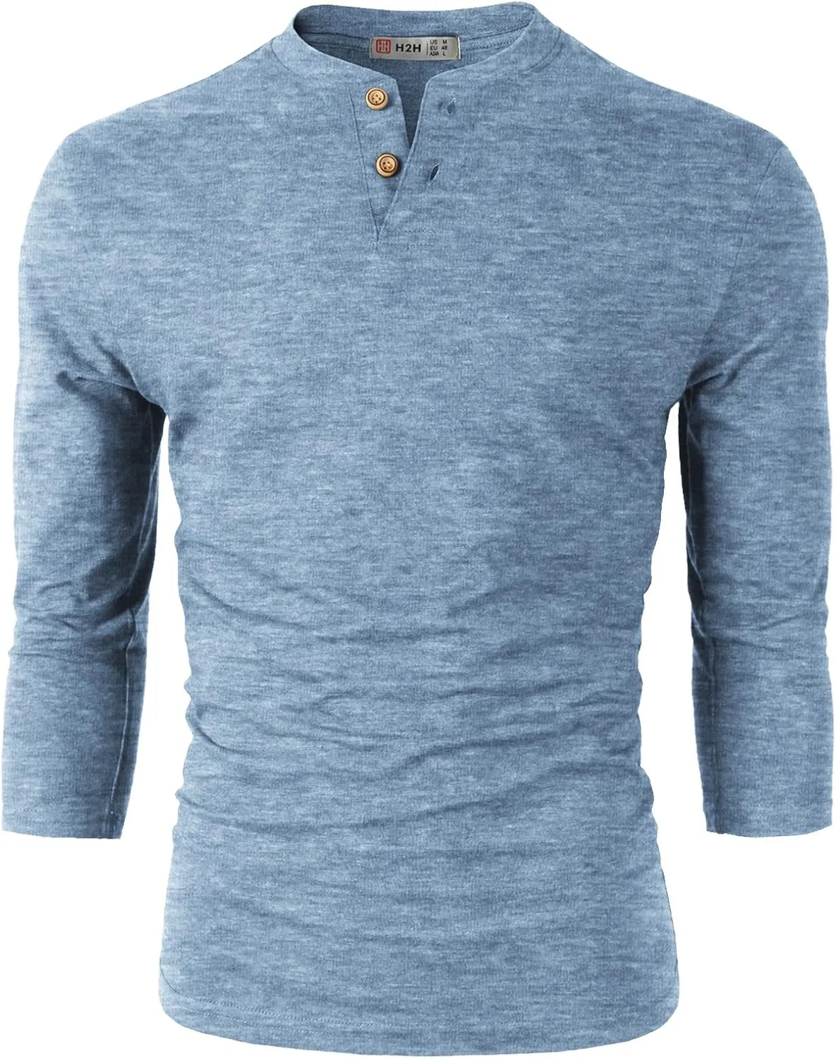 H2H Mens Casual Premium Slim Fit Henley Shirts Lightweight Thin Fabric