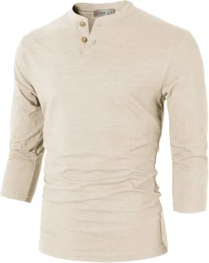 H2H Mens Casual Premium Slim Fit Henley Shirts Lightweight Thin Fabric