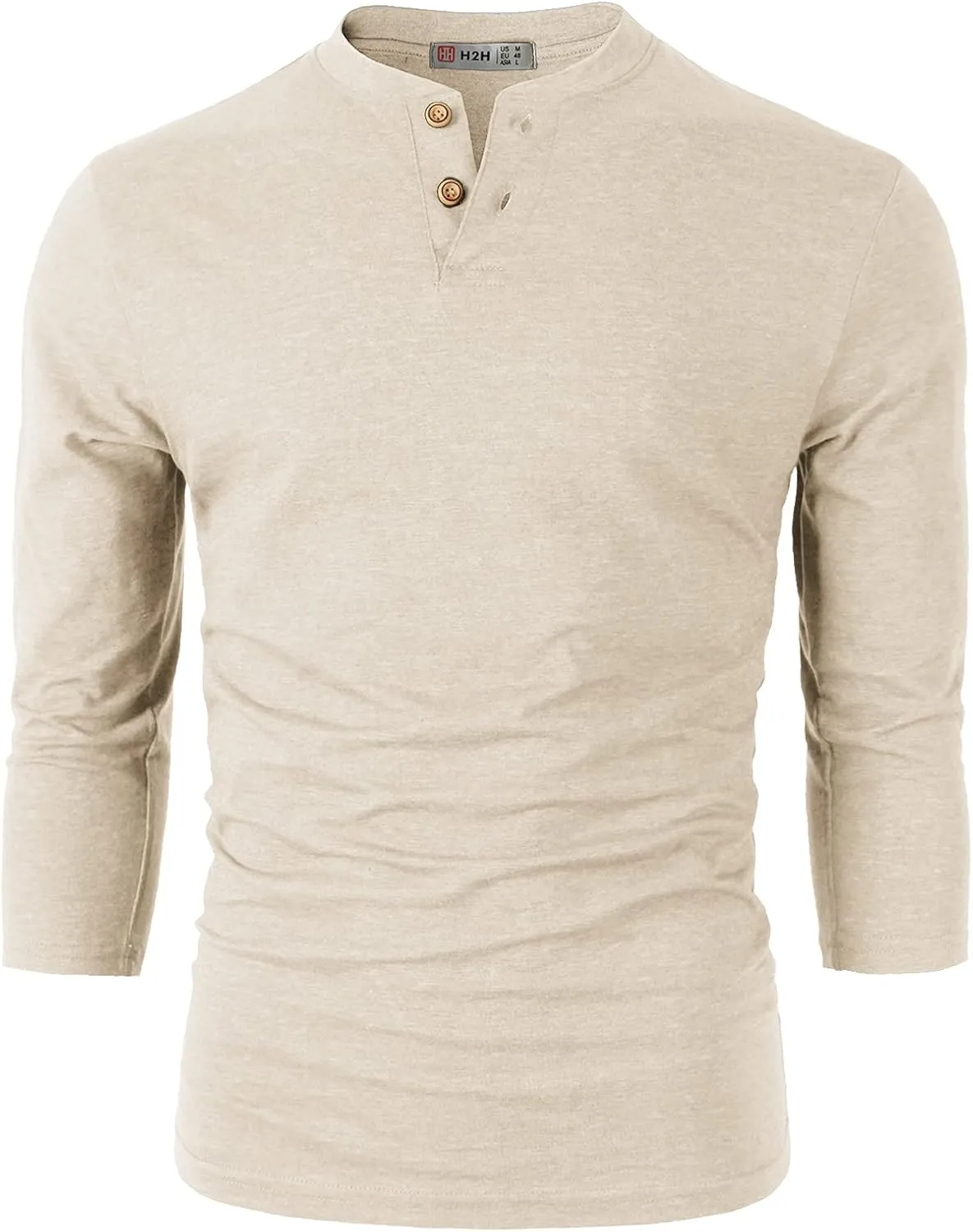 H2H Mens Casual Premium Slim Fit Henley Shirts Lightweight Thin Fabric