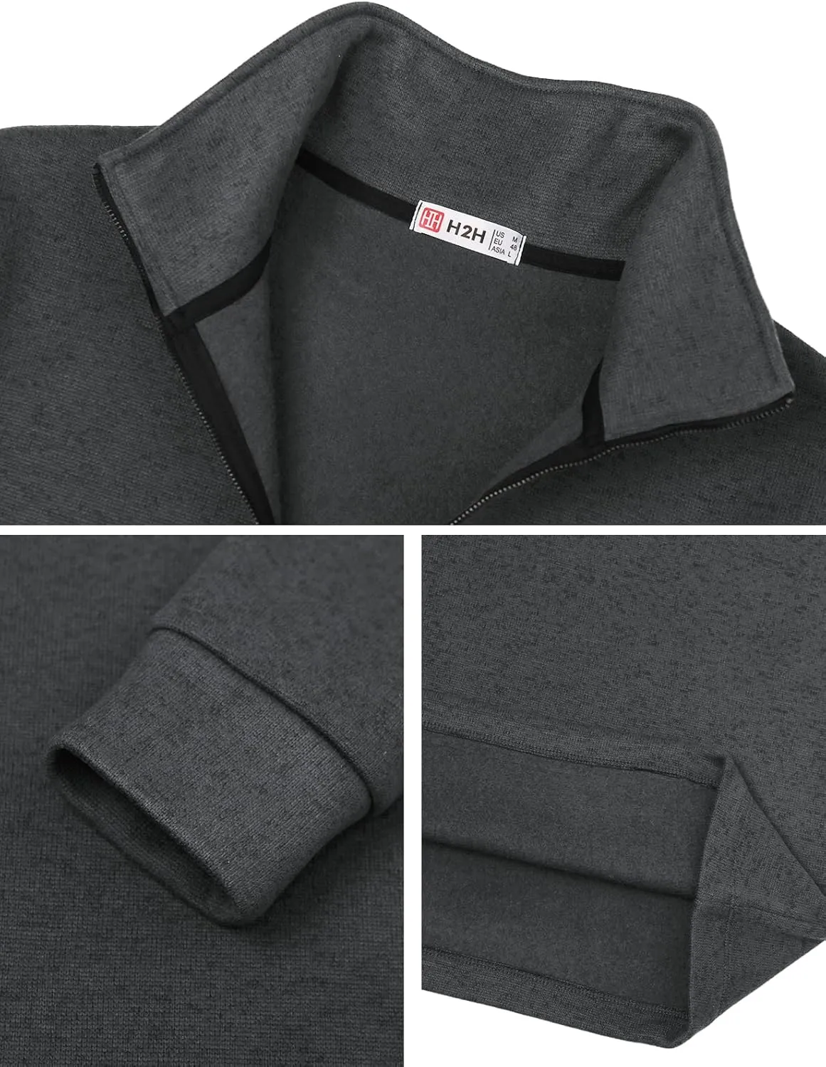 H2H Mens Casual Slim Fit Pullover Sweatshirts Knitted Shirts Napping Inside