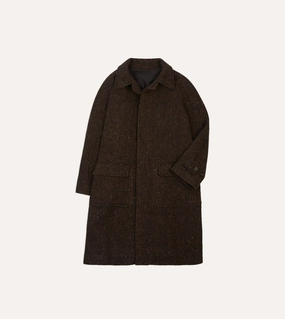 Outdoors Day Brown Herringbone Wool Raglan Coat