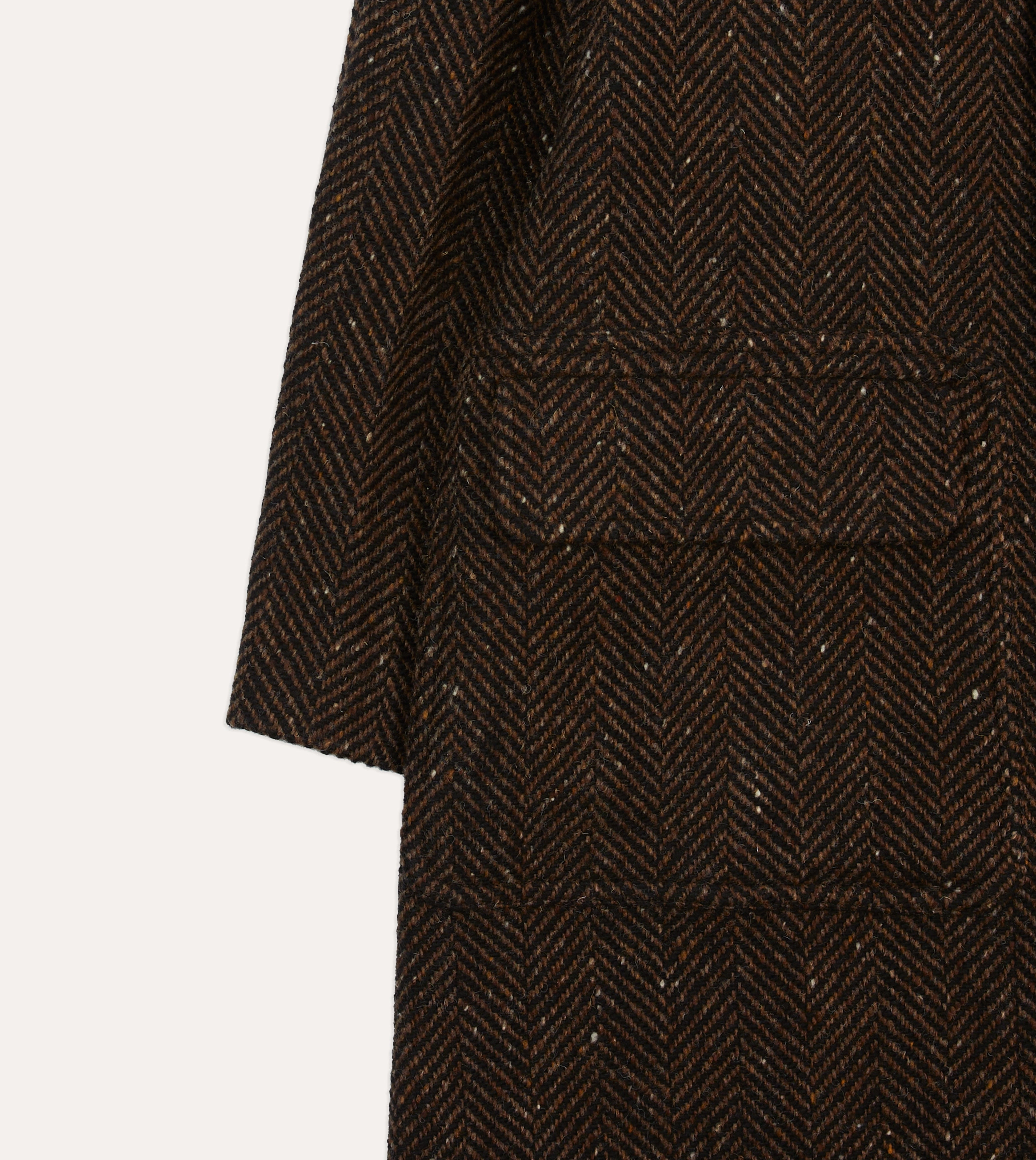 TailoredSilhouette Brown Herringbone Wool Raglan Coat