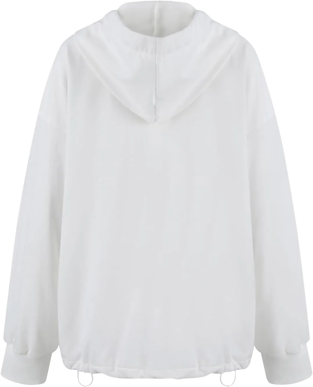 Half Zip Pullover Women Oversized Drawstring Hem Drop Shoulder Cropped Sweatshirt Loose Low Cut Long Sleeve Shirt