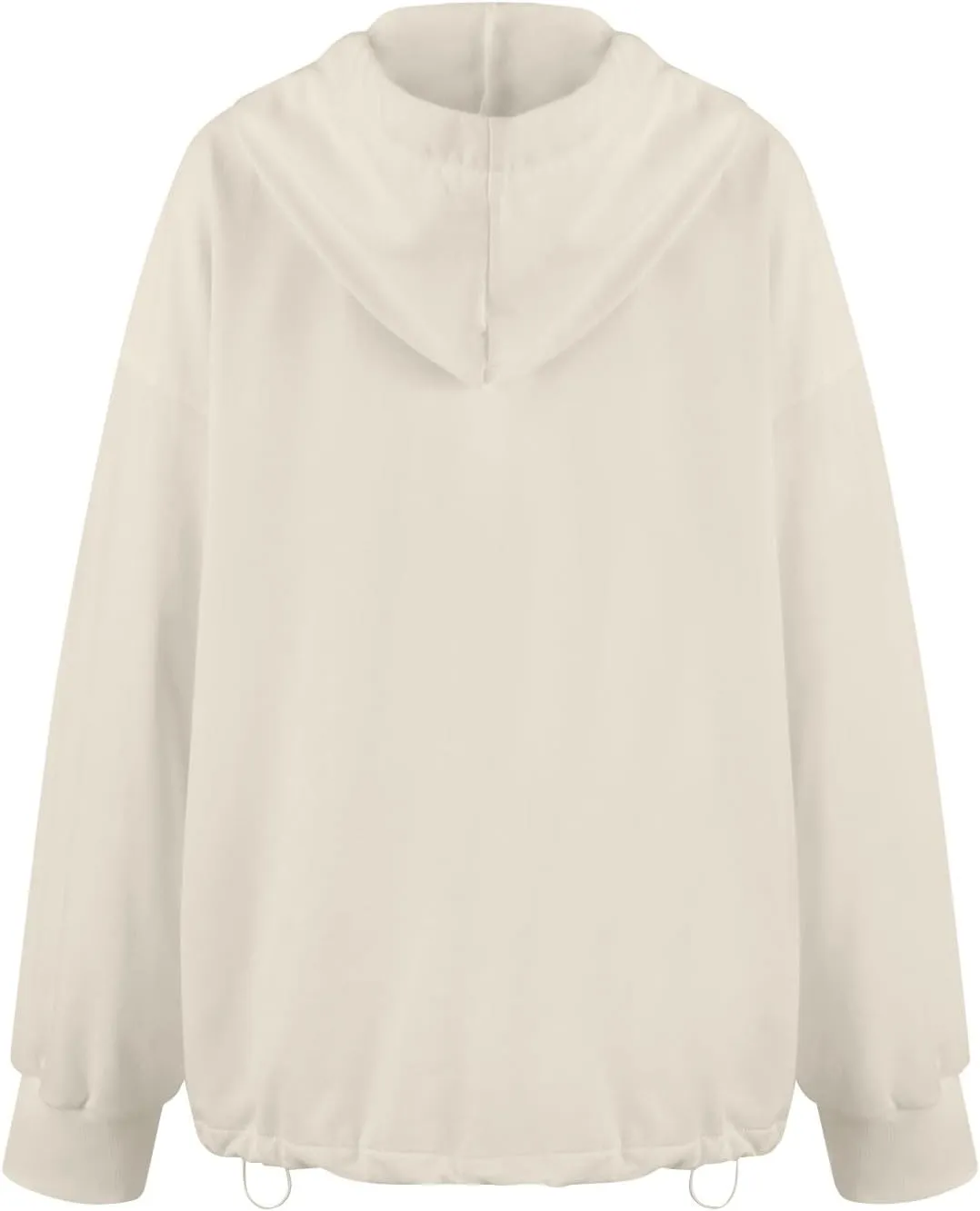 Half Zip Pullover Women Oversized Drawstring Hem Drop Shoulder Cropped Sweatshirt Loose Low Cut Long Sleeve Shirt