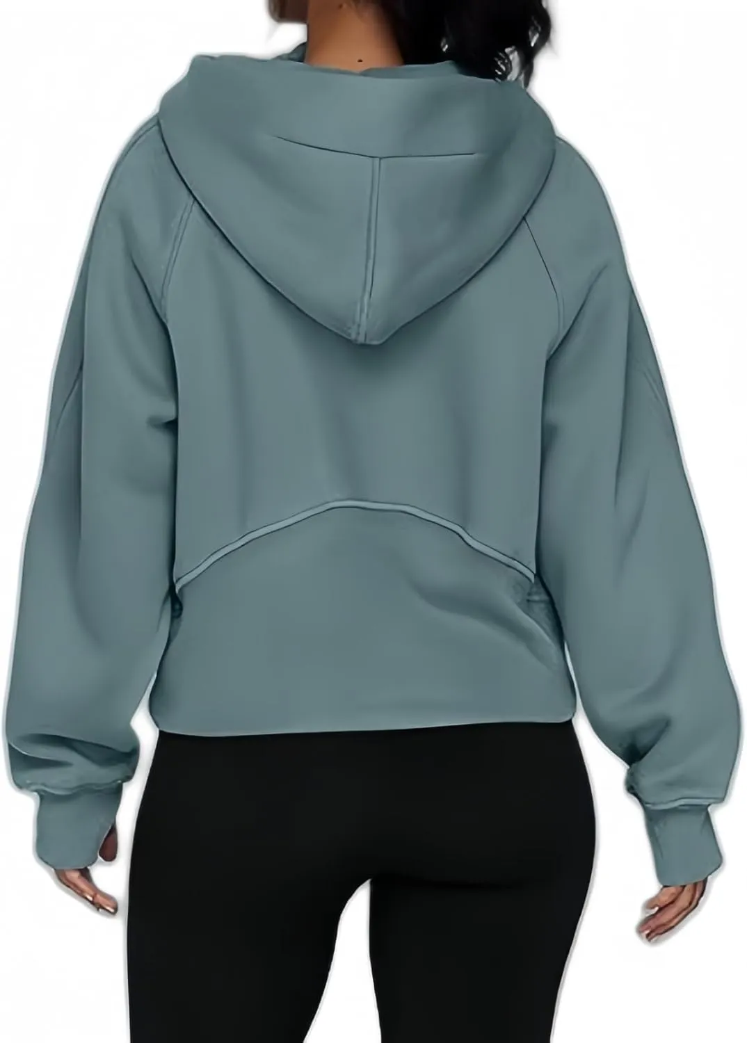 Half Zip Sweatshirts Cropped Hoodies Womens Y2K Fleece Sweatshirts