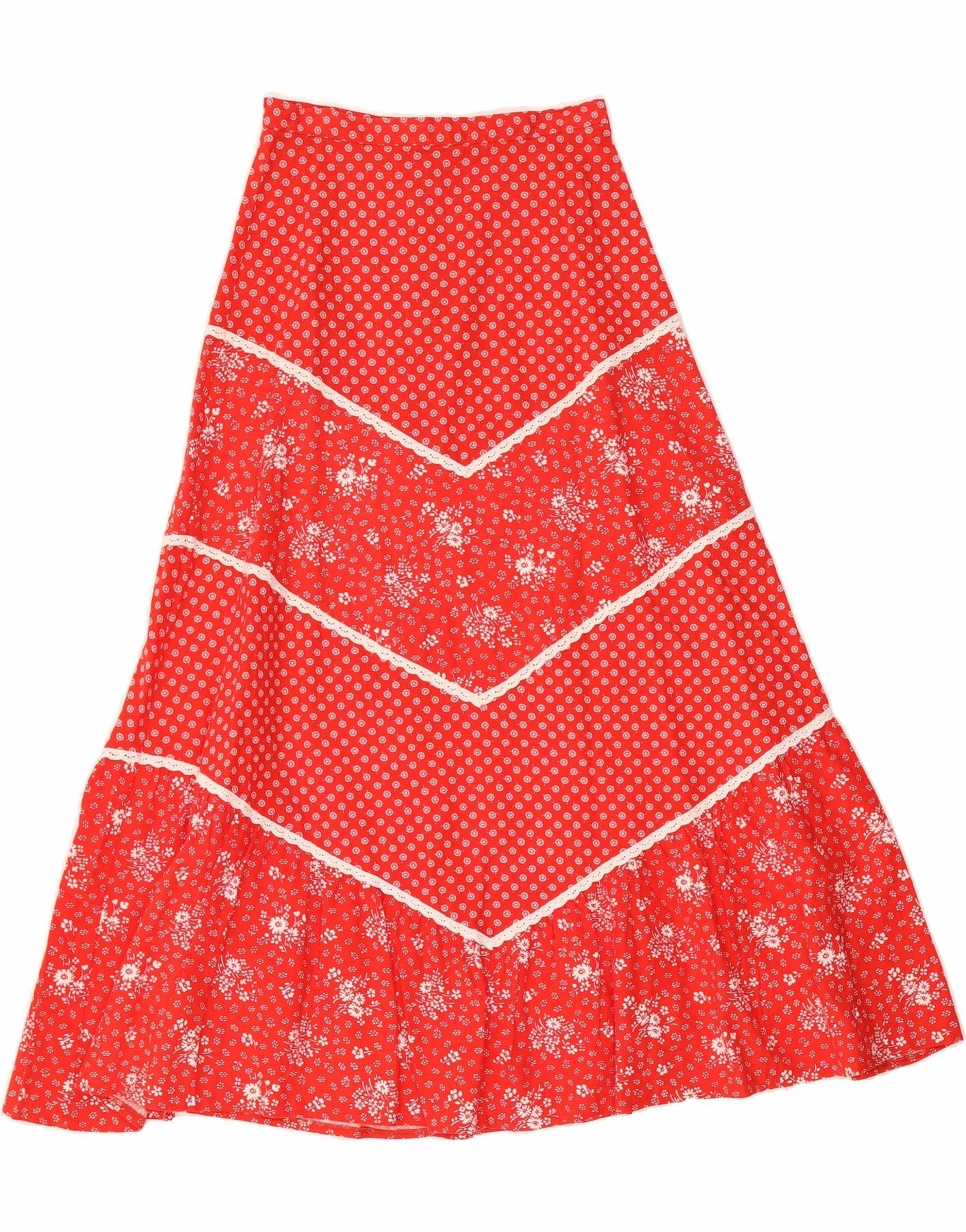 Chill Lines VINTAGE Girls Maxi Skirt 9-10 Years W21  Red Floral