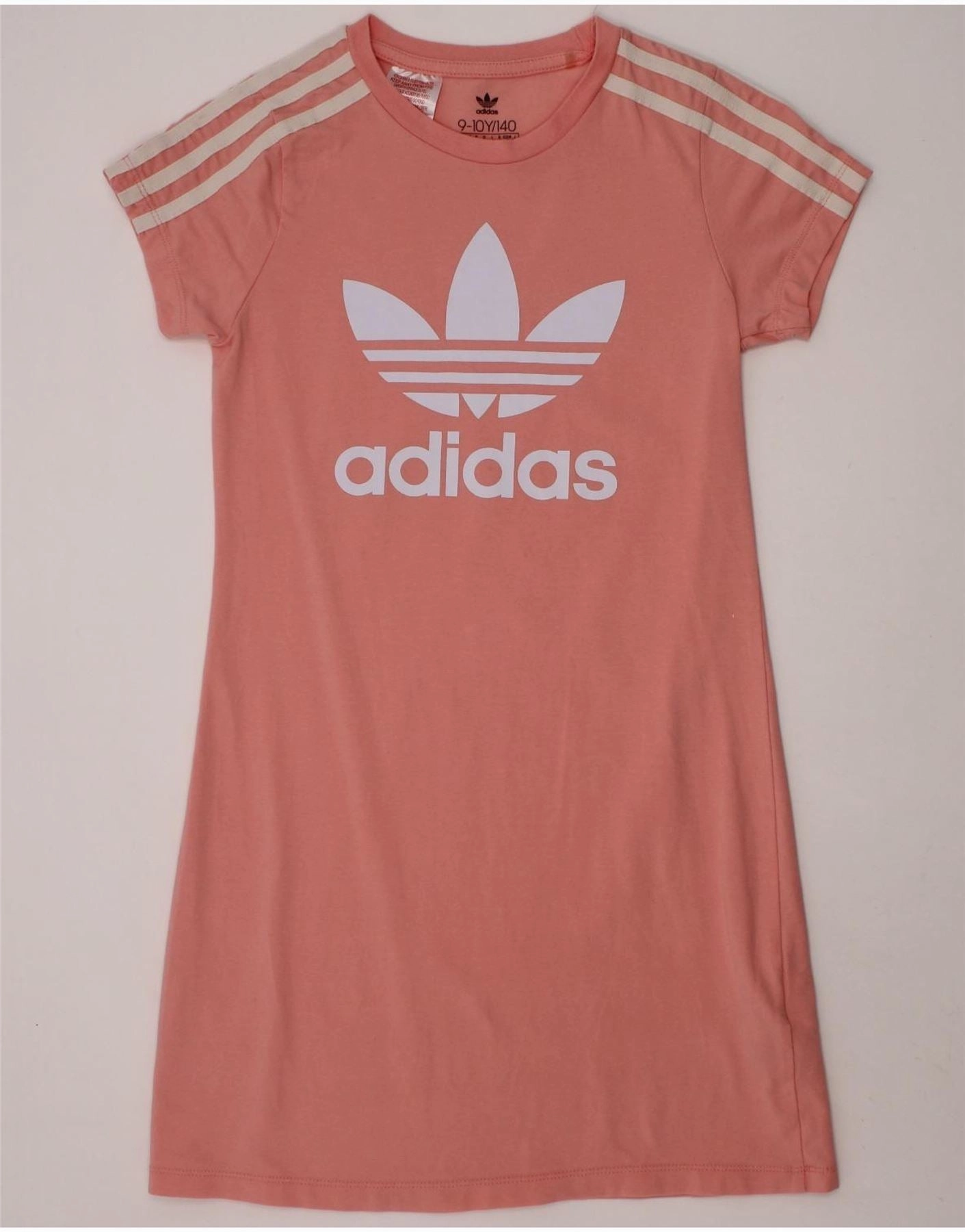 ADIDAS Girls Graphic T-Shirt Dress 9-10 Years Pink Cotton Bright Bloom Bloom Zone
