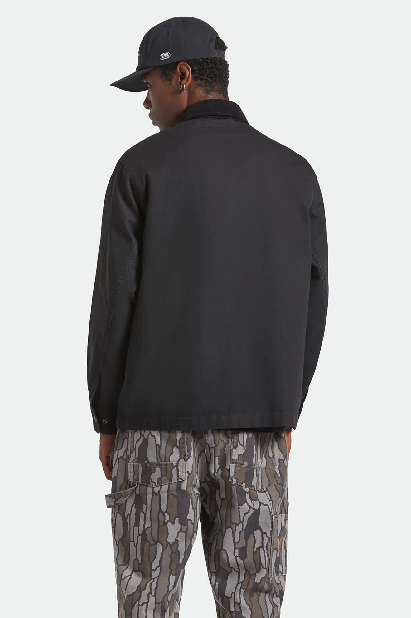 Herringbone Lightweight Chore Coat - Black Herringbone Minimal Form Illustrate