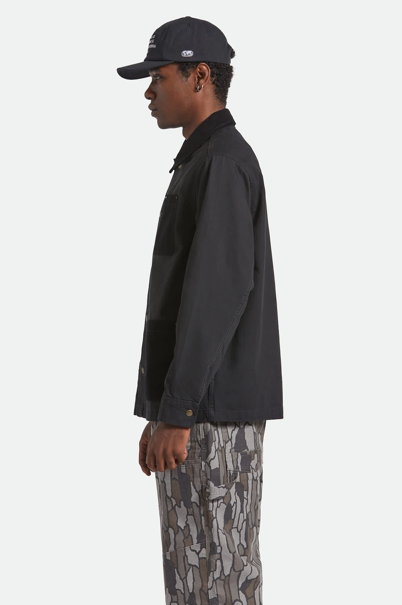 family gathering Herringbone Lightweight Chore Coat - Black Herringbone