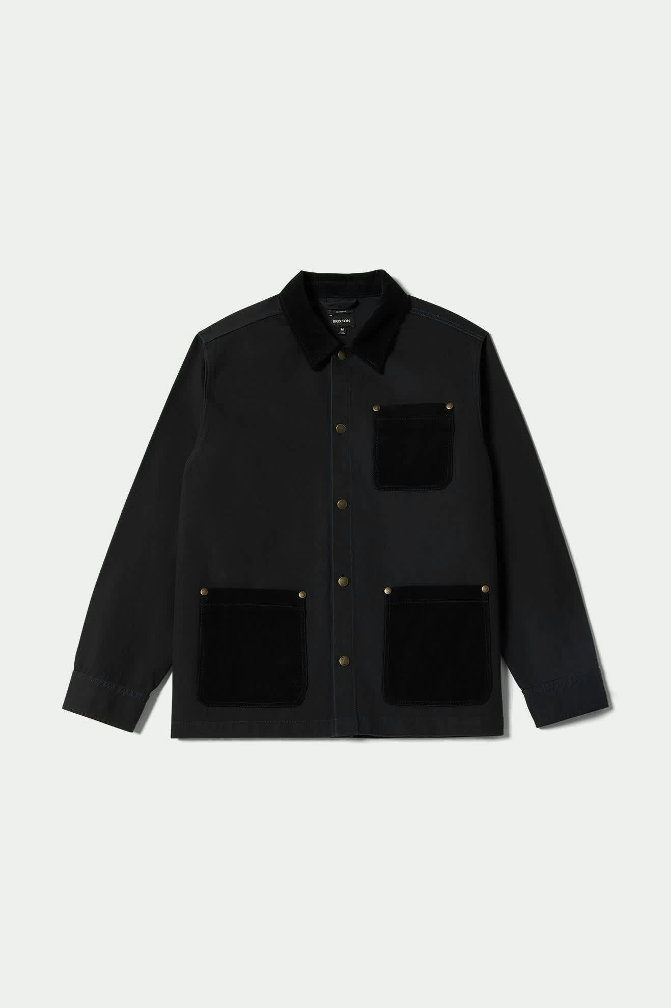 chefs Machine washable Herringbone Lightweight Chore Coat - Black Herringbone