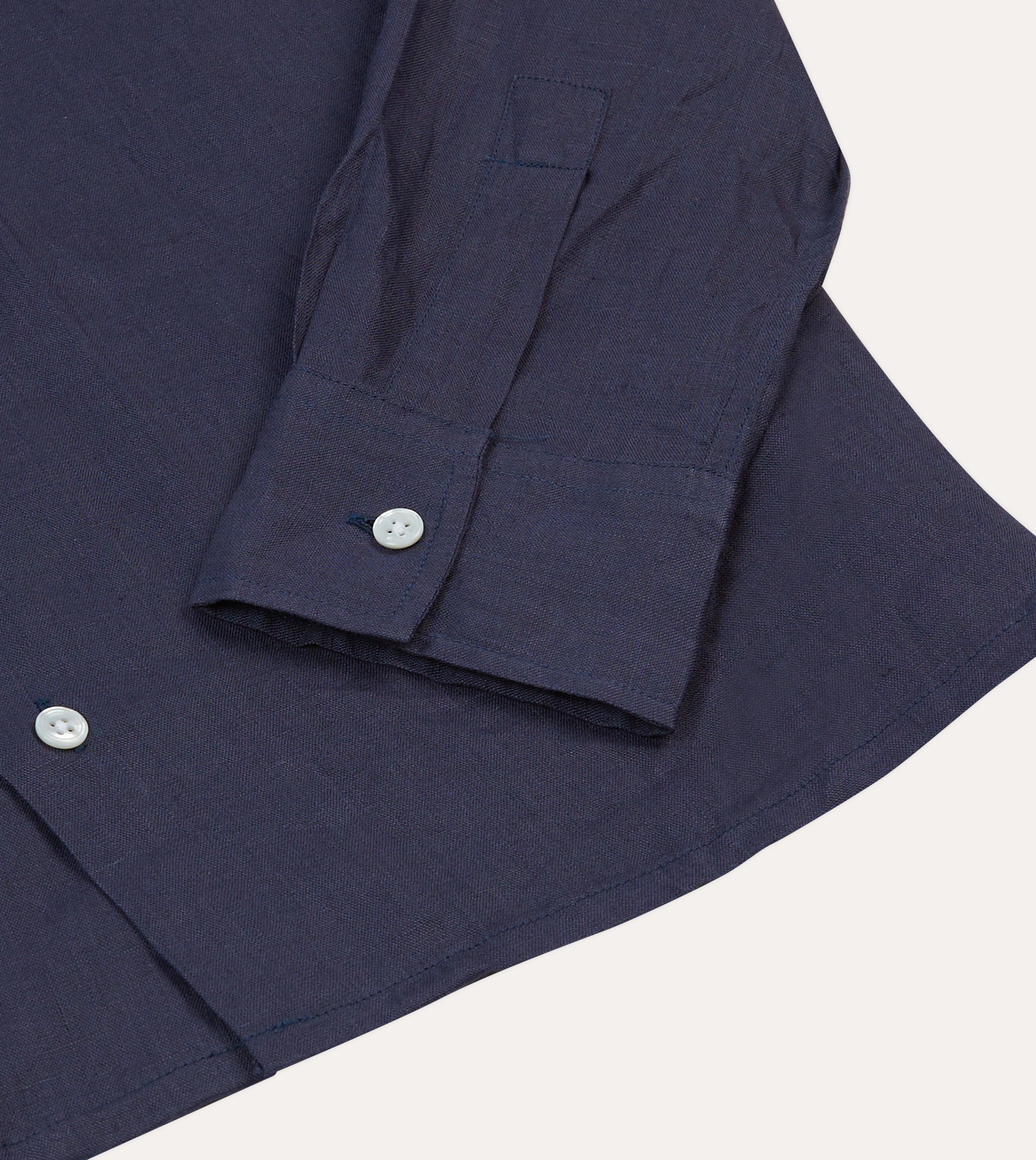 Trendy designs Functional Fashion Navy Linen Camp Collar Long Sleeve Shirt