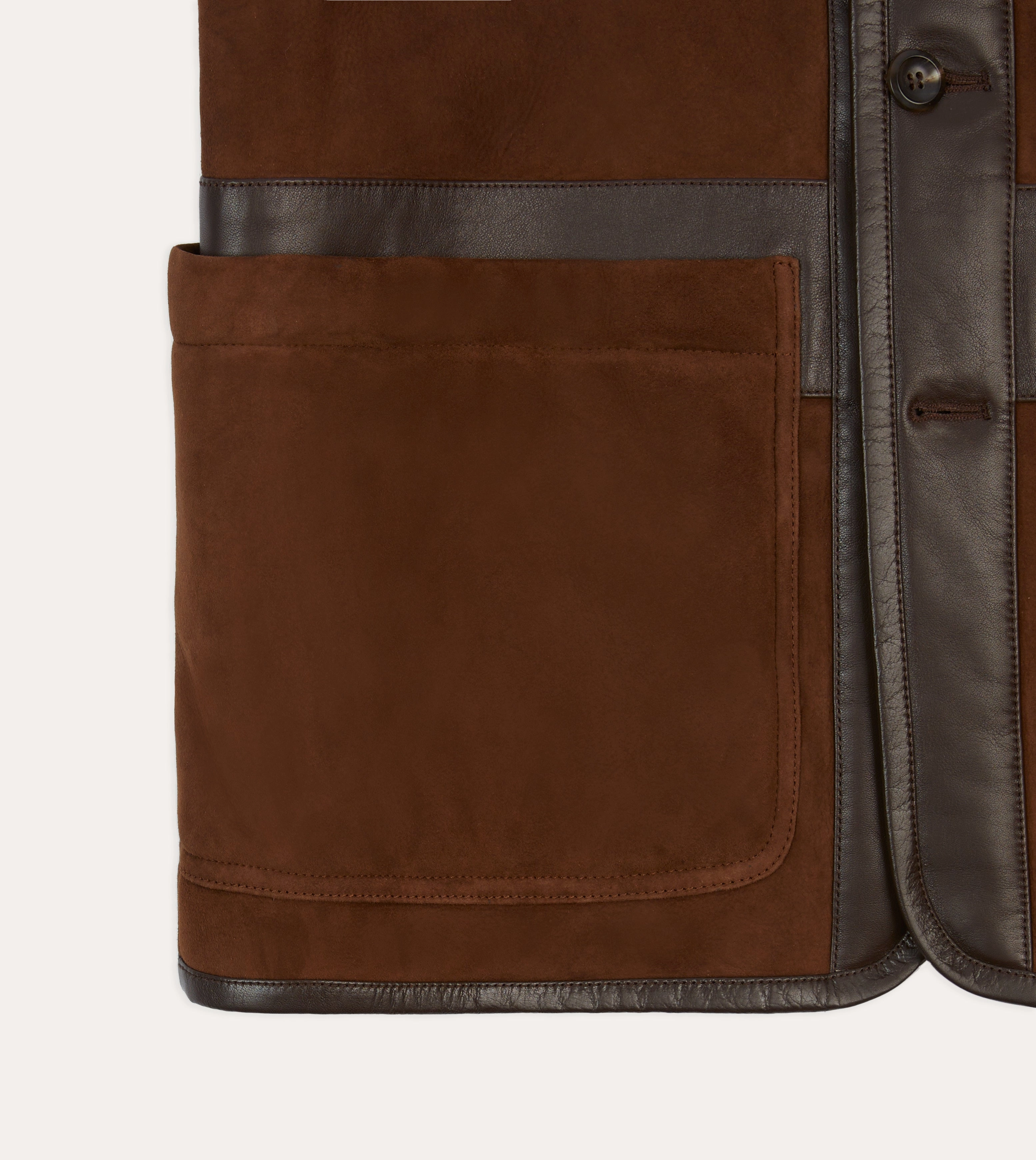 MultiPocketDesign Dark Brown Suede Shearling Vest